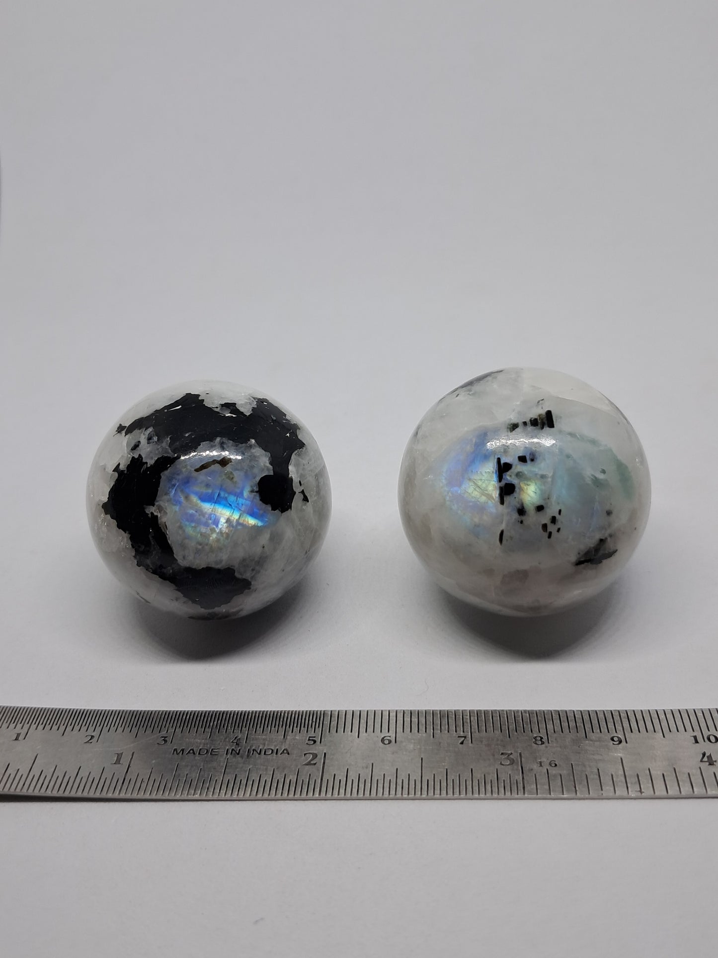 Rainbow Moonstone w/ Aquamarine Sphere | Polished Stone | Natural Crystal #MNP1
