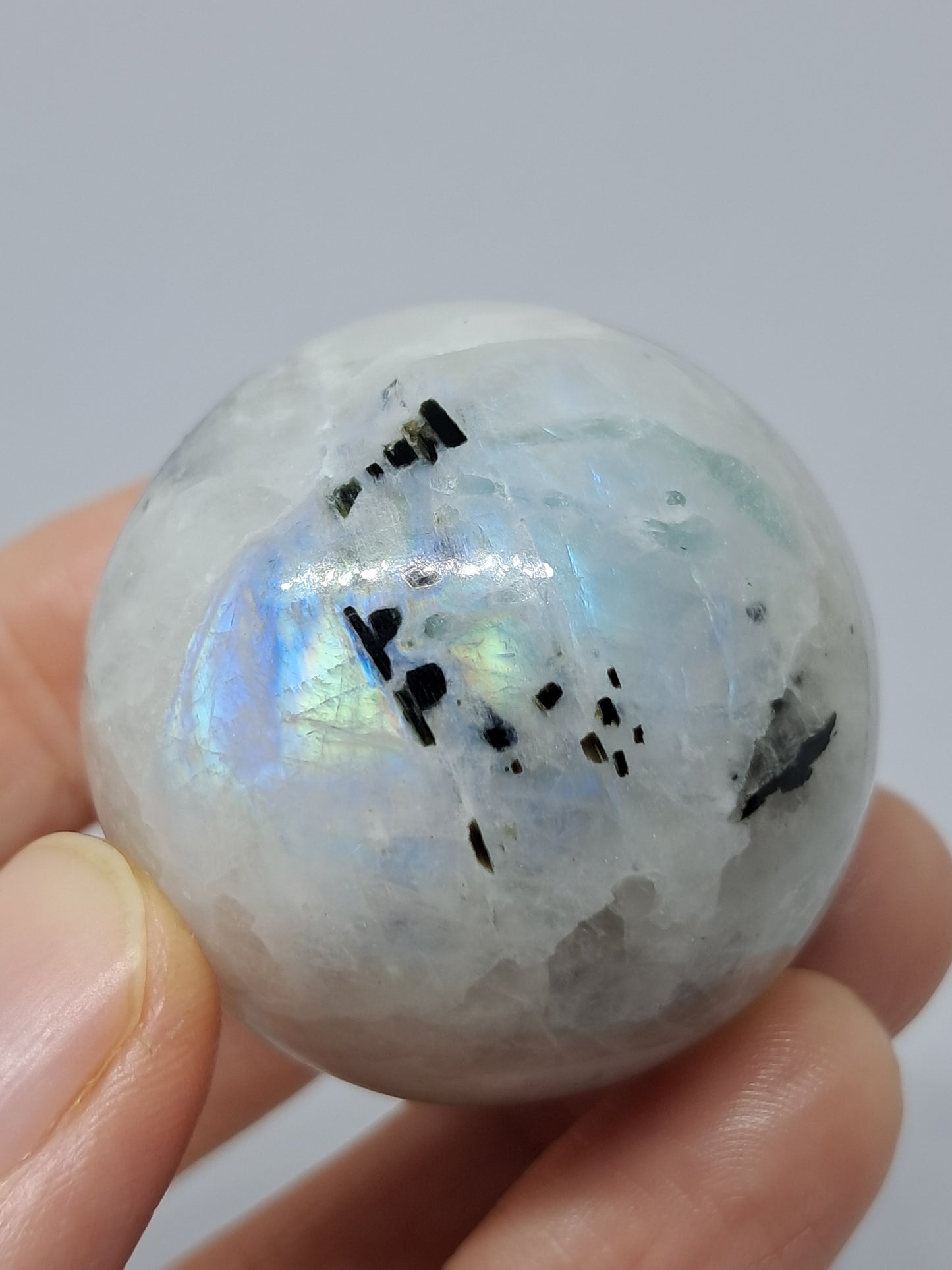 Rainbow Moonstone w/ Aquamarine Sphere | Polished Stone | Natural Crystal #MNP1