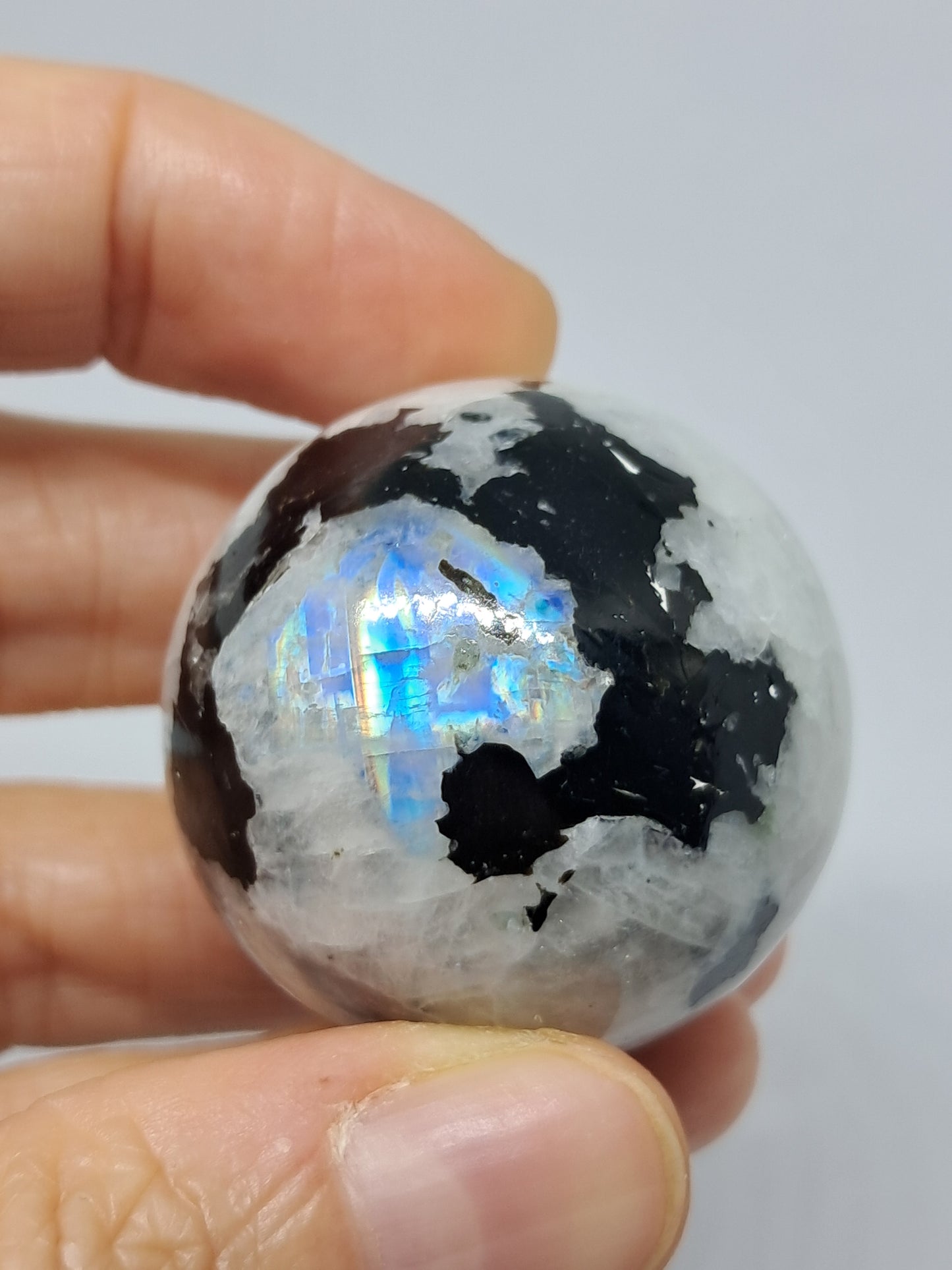 Rainbow Moonstone w/ Aquamarine Sphere | Polished Stone | Natural Crystal #MNP1