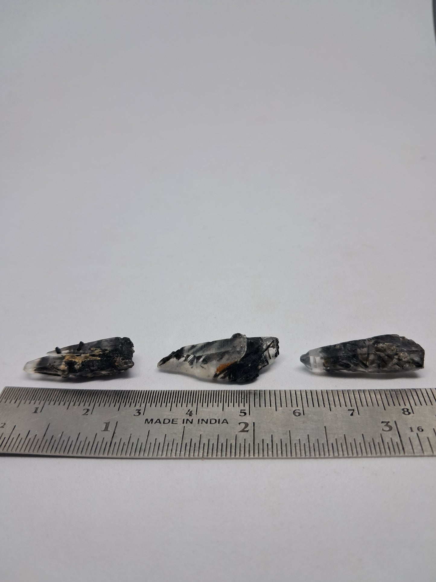 Set of 3 Tourmalinated Quartz - natural crystal points #TQ11
