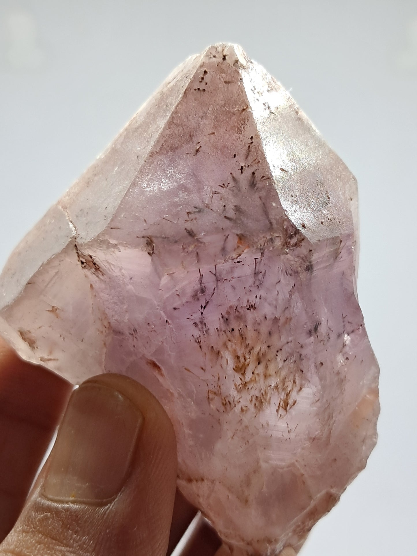 Dendritic Hematite Included Amethyst Point w/ Phantom (Karur) Raw Natural Crystal Stone | Mineral Specimen #EQ7