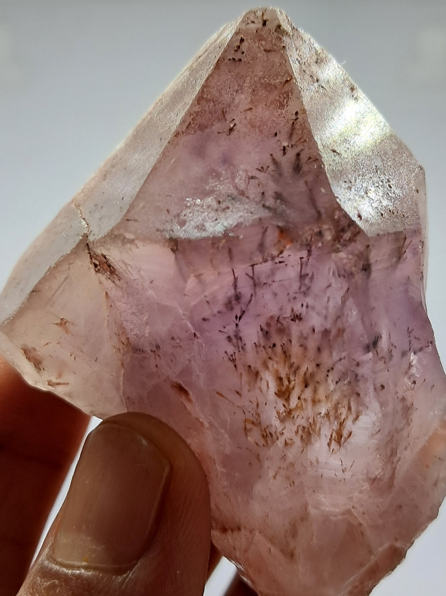 Dendritic Hematite Included Amethyst Point w/ Phantom (Karur) Raw Natural Crystal Stone | Mineral Specimen #EQ7