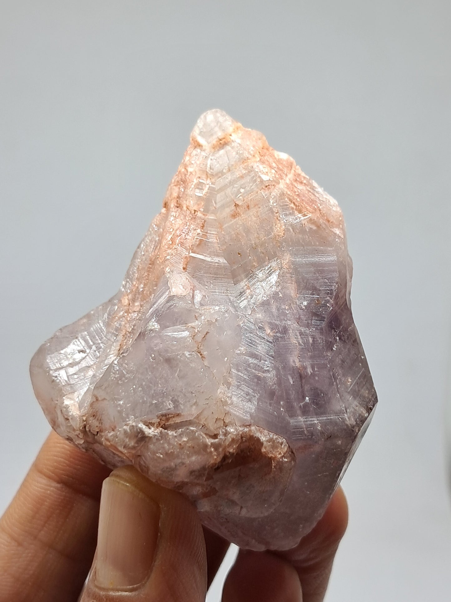 Dendritic Hematite Included Amethyst Point w/ Phantom (Karur) Raw Natural Crystal Stone | Mineral Specimen #EQ7