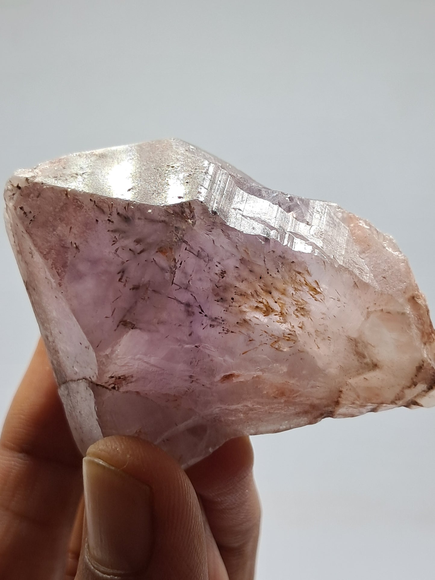 Dendritic Hematite Included Amethyst Point w/ Phantom (Karur) Raw Natural Crystal Stone | Mineral Specimen #EQ7