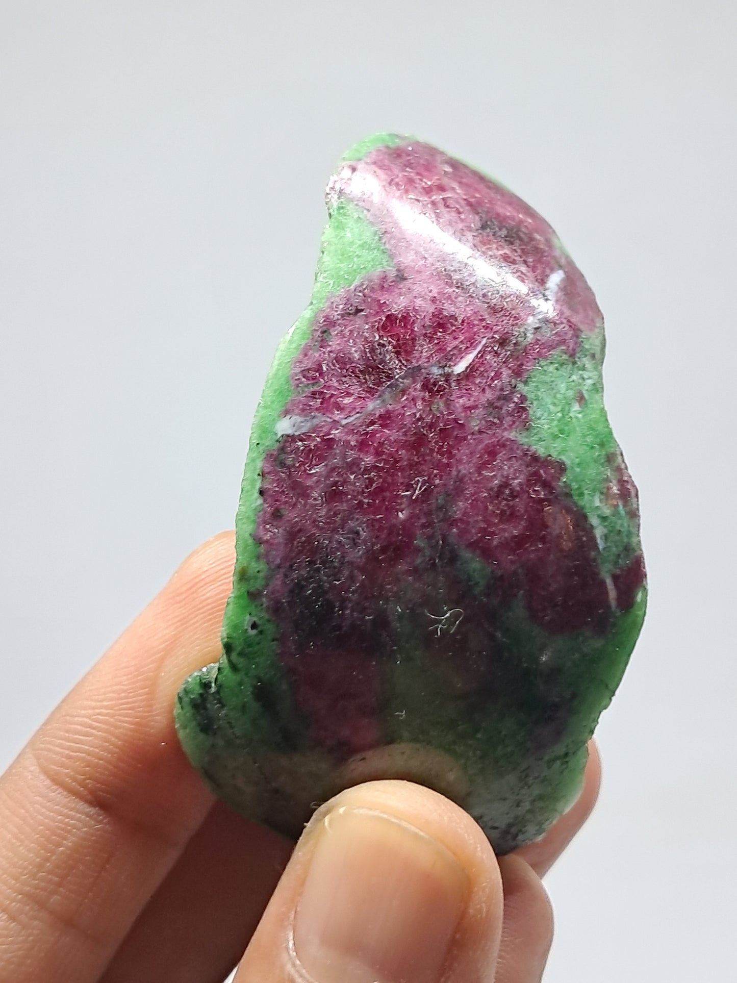 Ruby Zoisite w/ Hornblende (Tanzania) Rough Stone | One Side Polished | Natural Crystal #RZ1