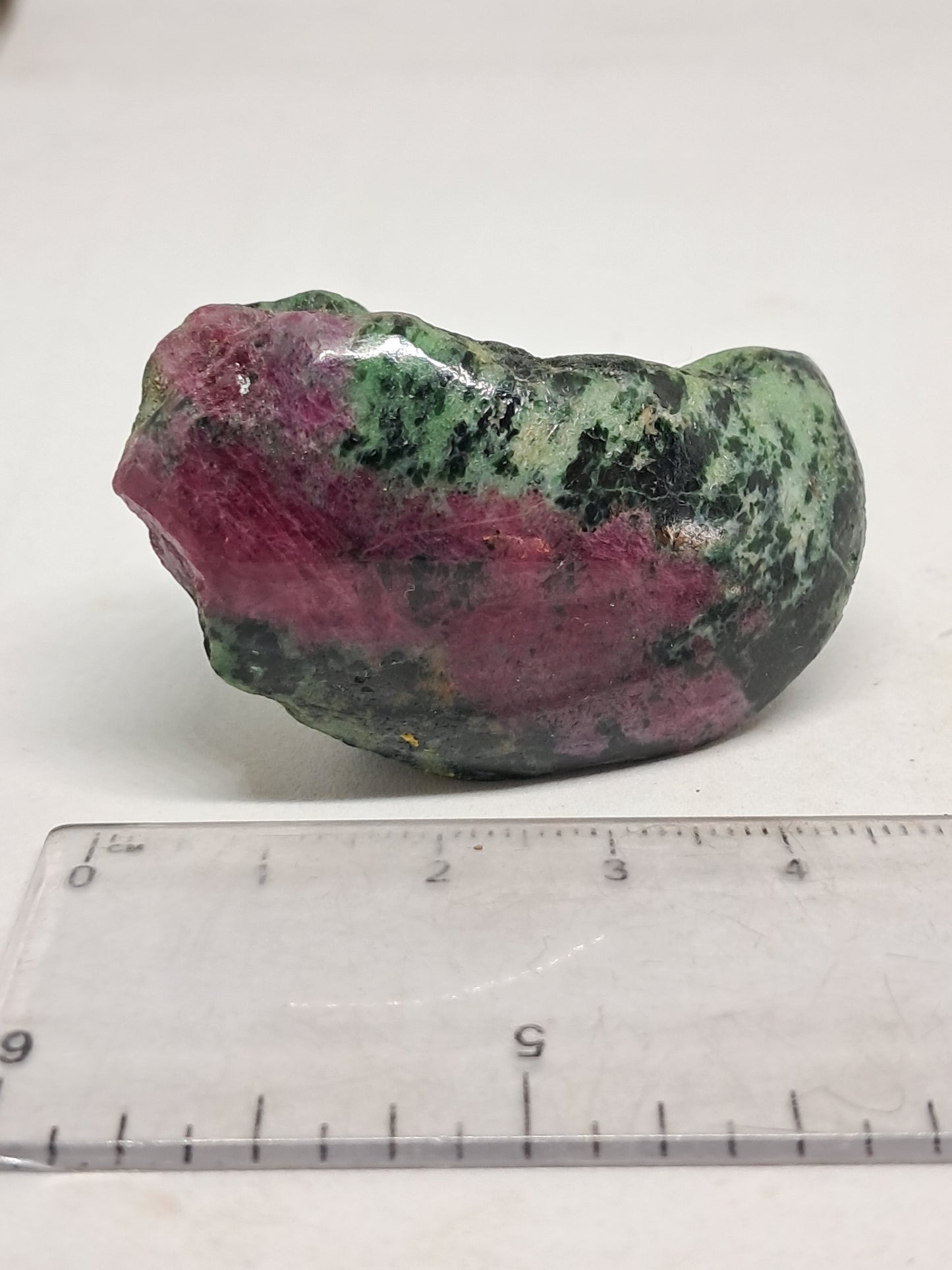 Ruby Zoisite w/ Hornblende (Tanzania) Rough Stone | One Side Polished | Natural Crystal #RZ2