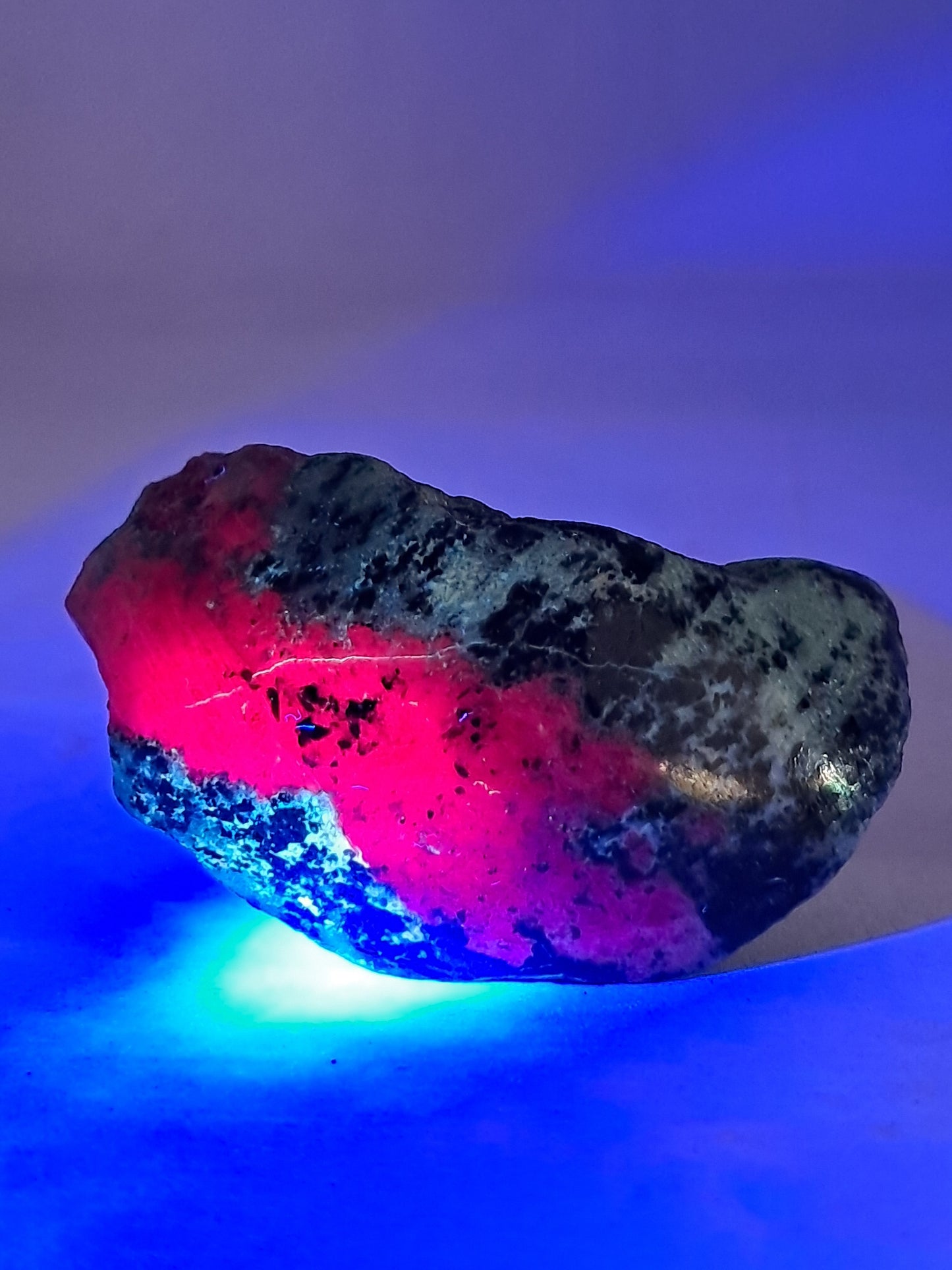 Ruby Zoisite w/ Hornblende (Tanzania) Rough Stone | One Side Polished | Natural Crystal #RZ2