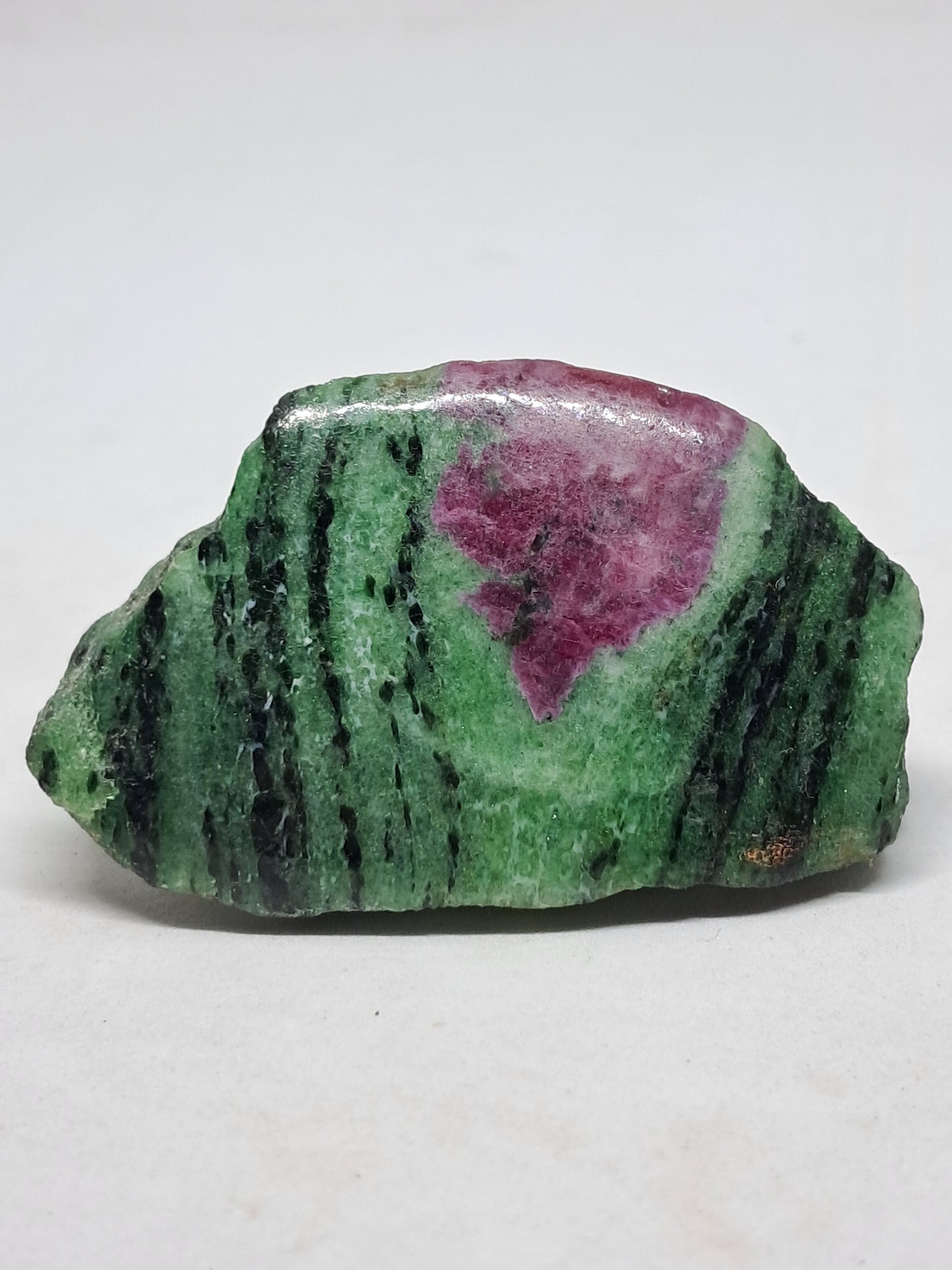 Ruby Zoisite w/ Hornblende (Tanzania) Rough Stone | One Side Polished | Natural Crystal #RZ3