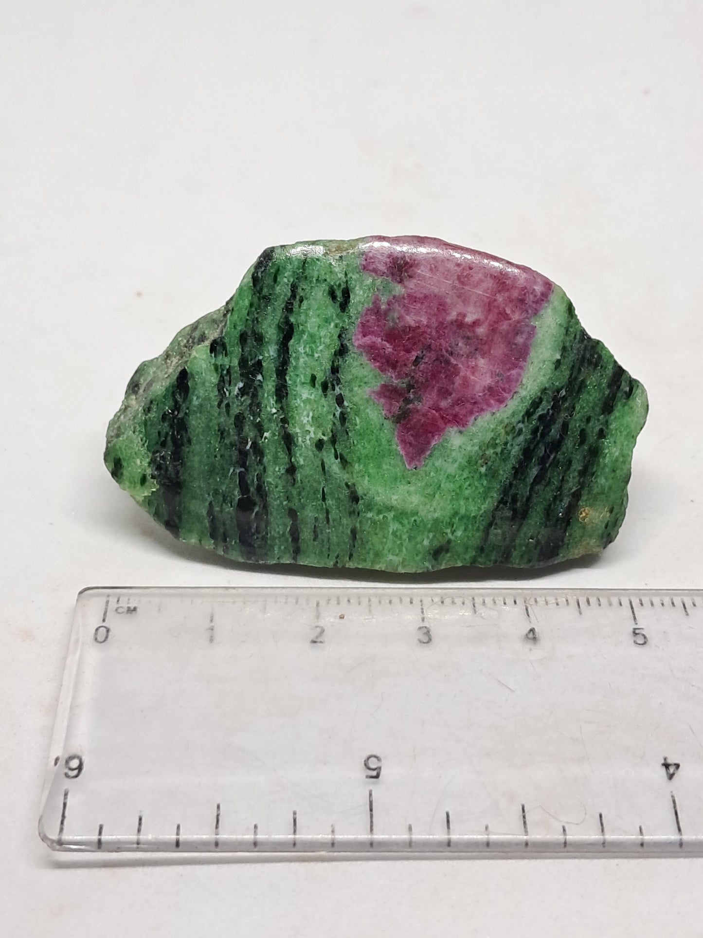 Ruby Zoisite w/ Hornblende (Tanzania) Rough Stone | One Side Polished | Natural Crystal #RZ3