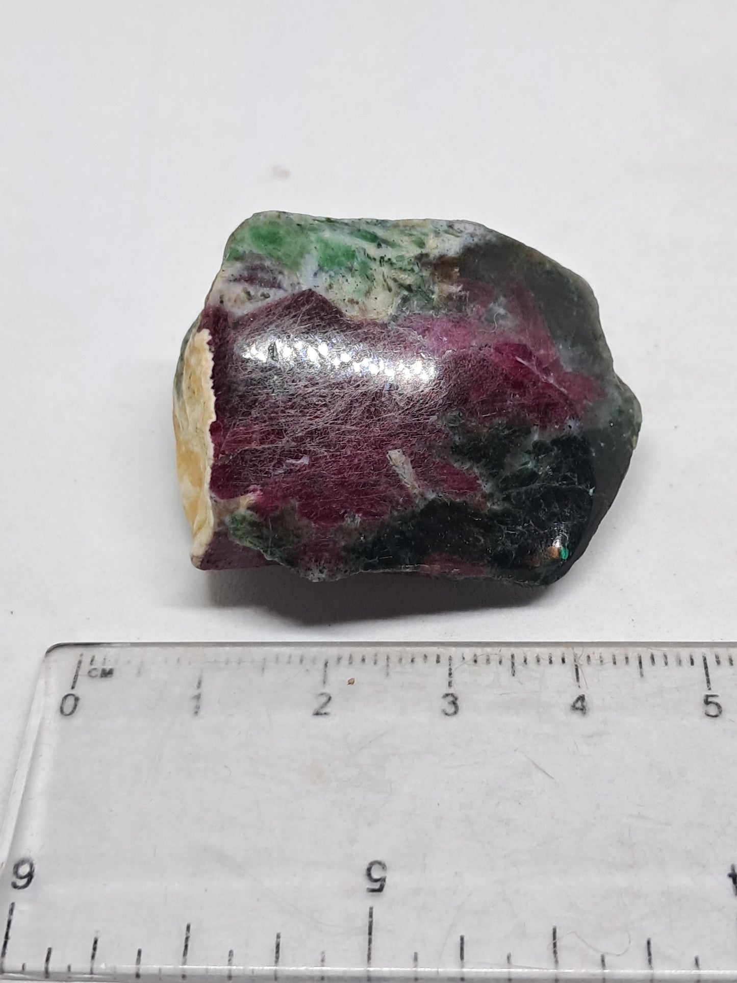 Ruby Zoisite w/ Hornblende (Tanzania) Rough Stone | One Side Polished | Natural Crystal #RZ4