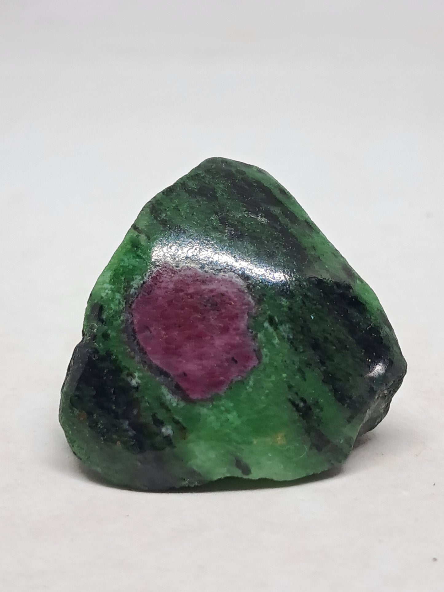 Ruby Zoisite w/ Hornblende (Tanzania) Rough Stone | One Side Polished | Natural Crystal #RZ5