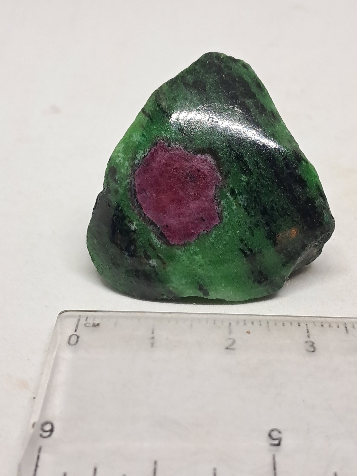 Ruby Zoisite w/ Hornblende (Tanzania) Rough Stone | One Side Polished | Natural Crystal #RZ5