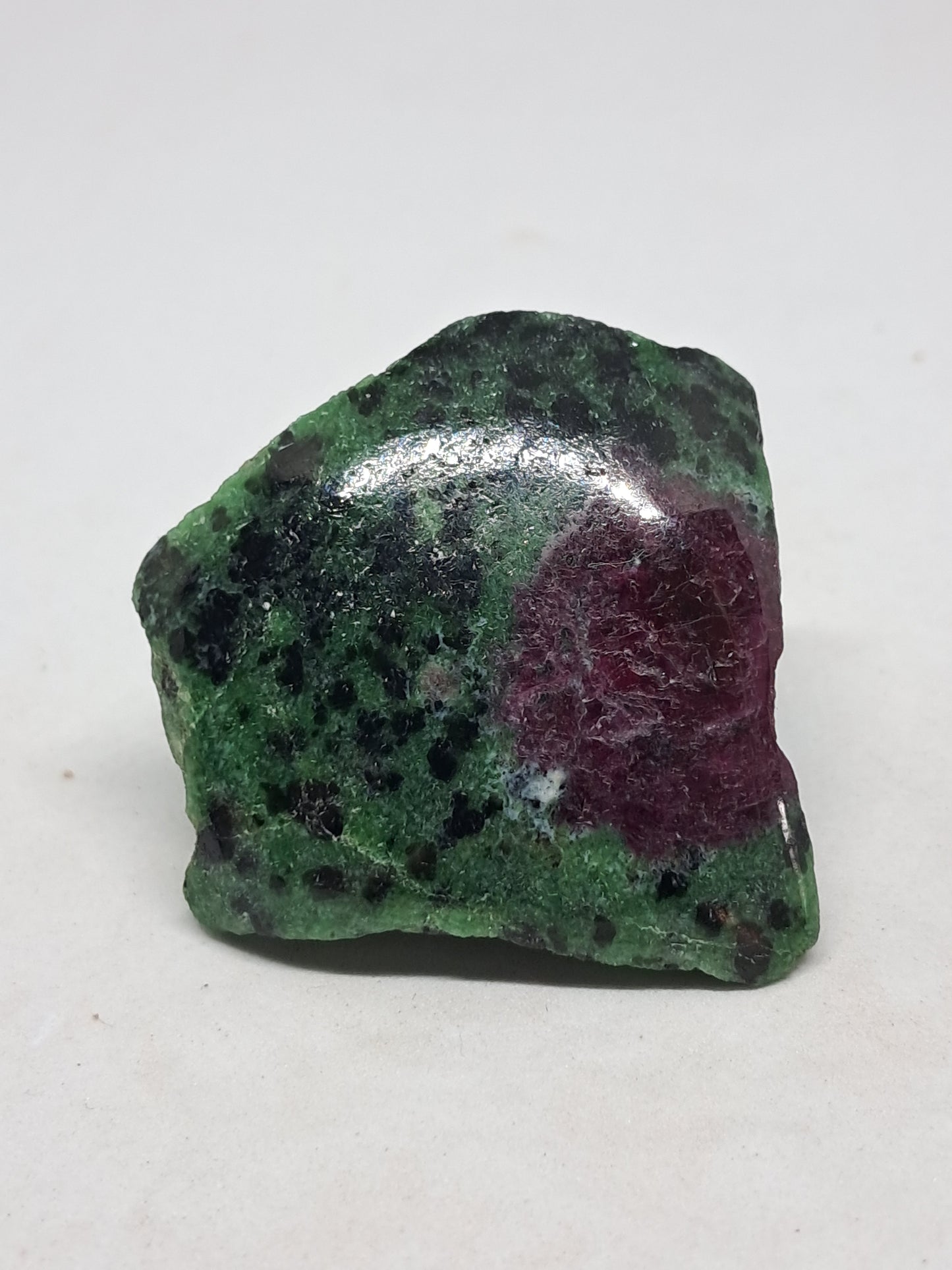 Ruby Zoisite w/ Hornblende (Tanzania) Rough Stone | One Side Polished | Natural Crystal #RZ6