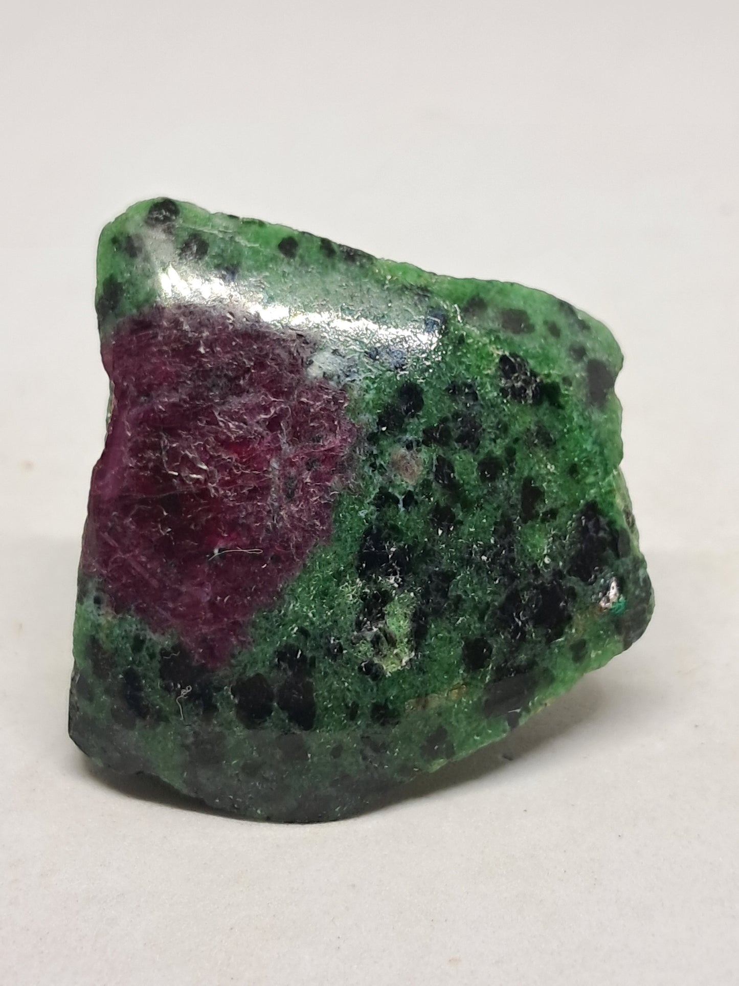 Ruby Zoisite w/ Hornblende (Tanzania) Rough Stone | One Side Polished | Natural Crystal #RZ6