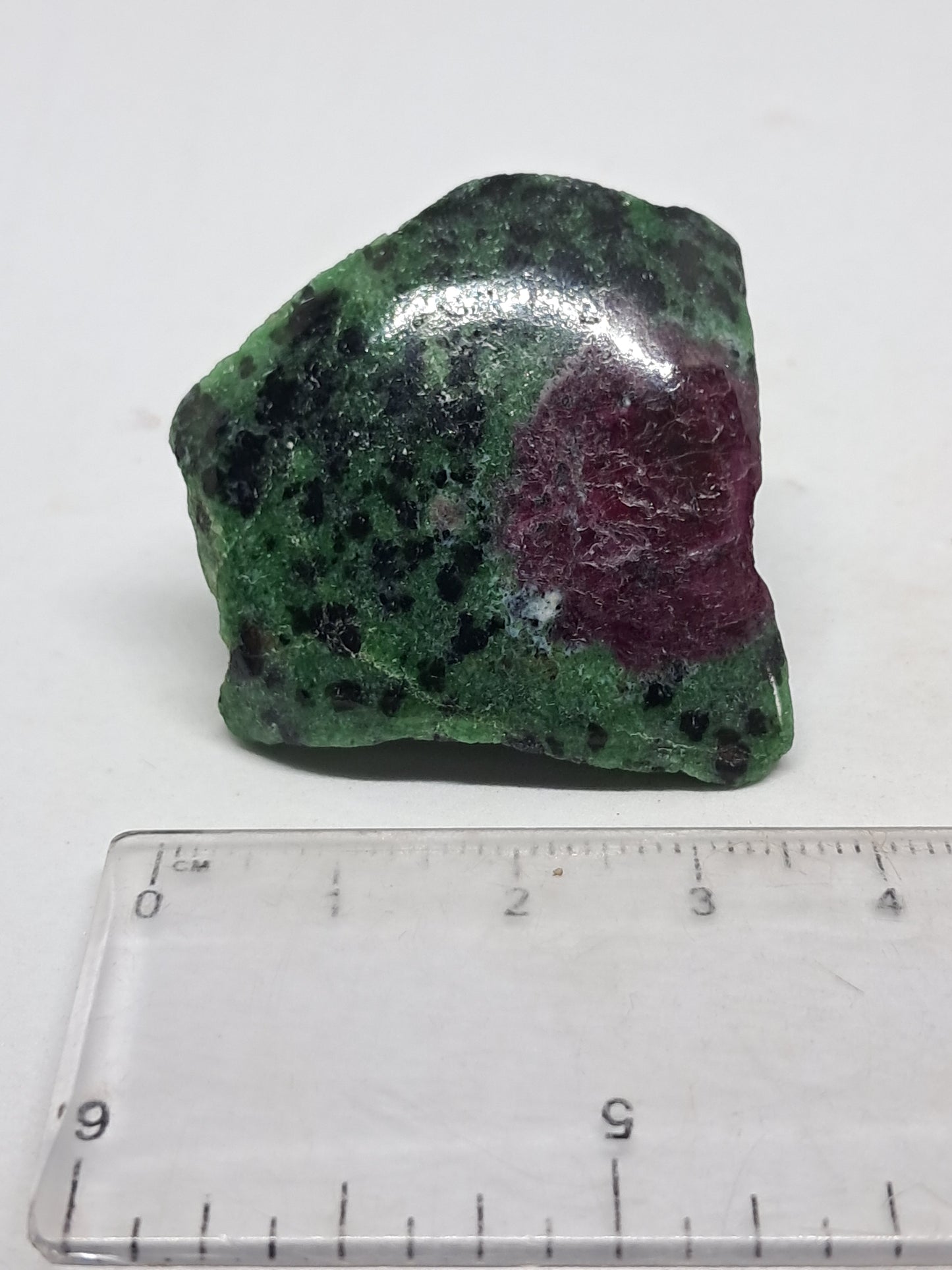 Ruby Zoisite w/ Hornblende (Tanzania) Rough Stone | One Side Polished | Natural Crystal #RZ6