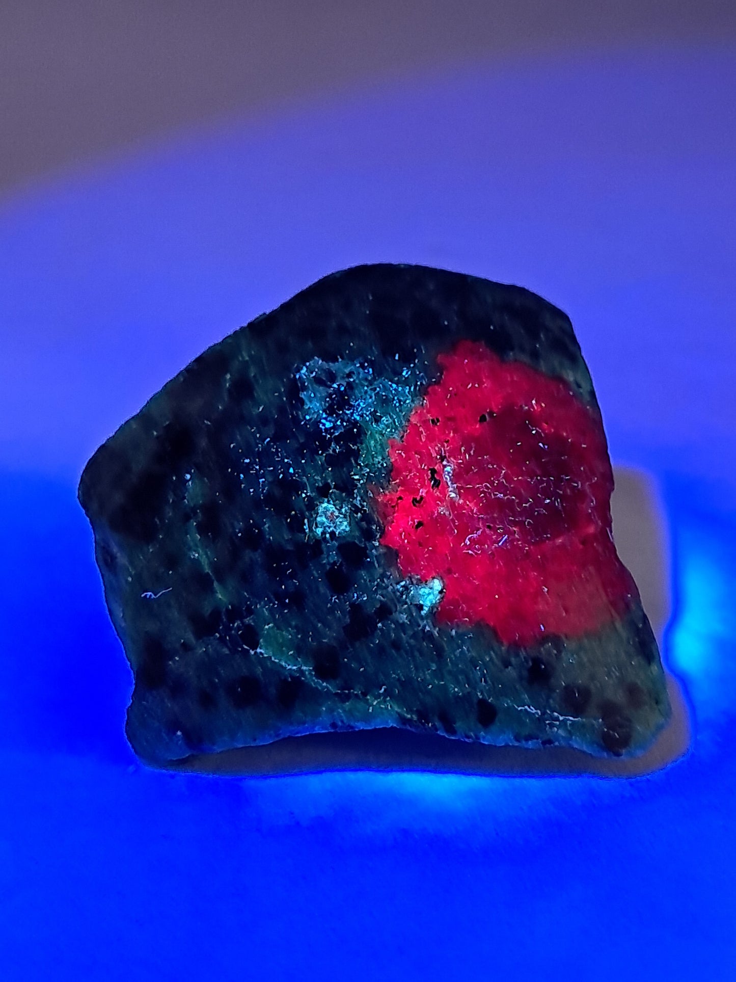 Ruby Zoisite w/ Hornblende (Tanzania) Rough Stone | One Side Polished | Natural Crystal #RZ6
