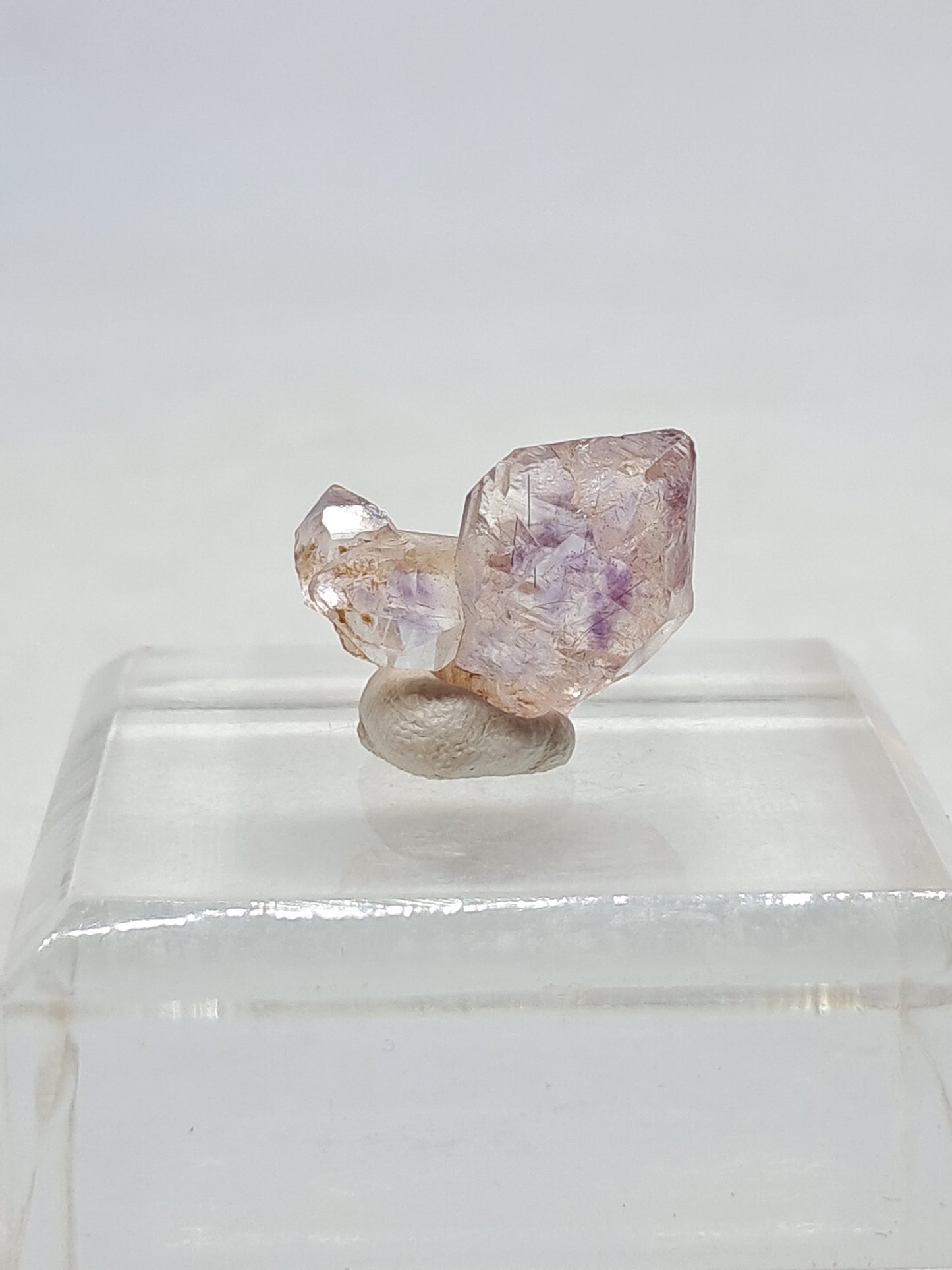 Cristal maclado de amatista cetro (Karur) | Cuarzo tipo Herkimer | Piedra natural | Ejemplar mineral n.° KA66