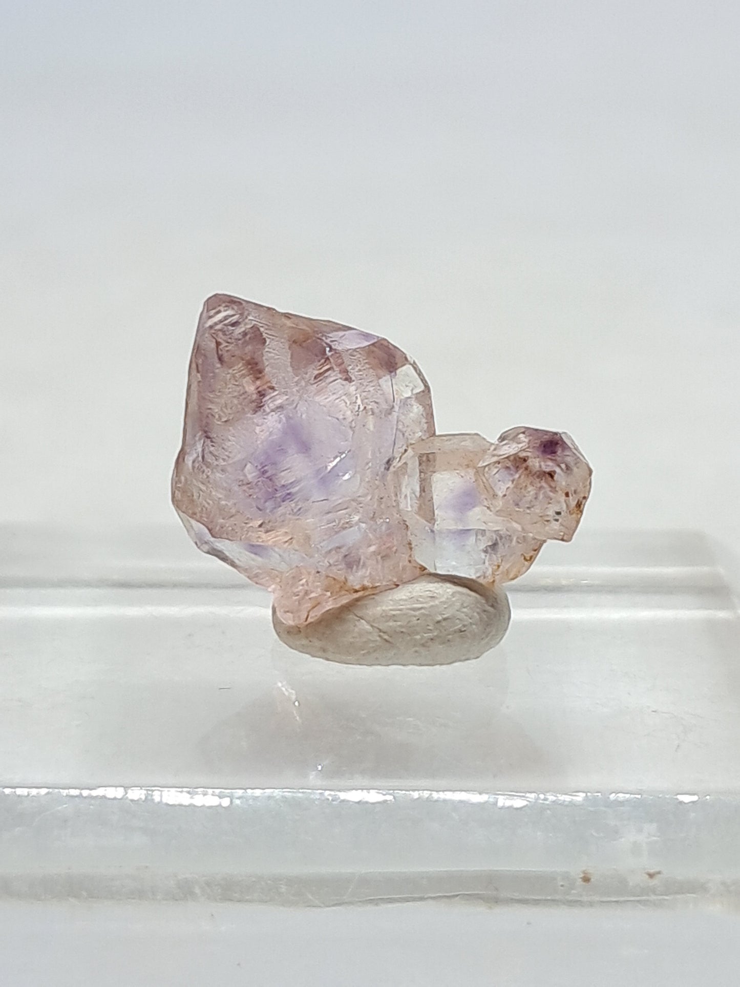 Cristal maclado de amatista cetro (Karur) | Cuarzo tipo Herkimer | Piedra natural | Ejemplar mineral n.° KA66
