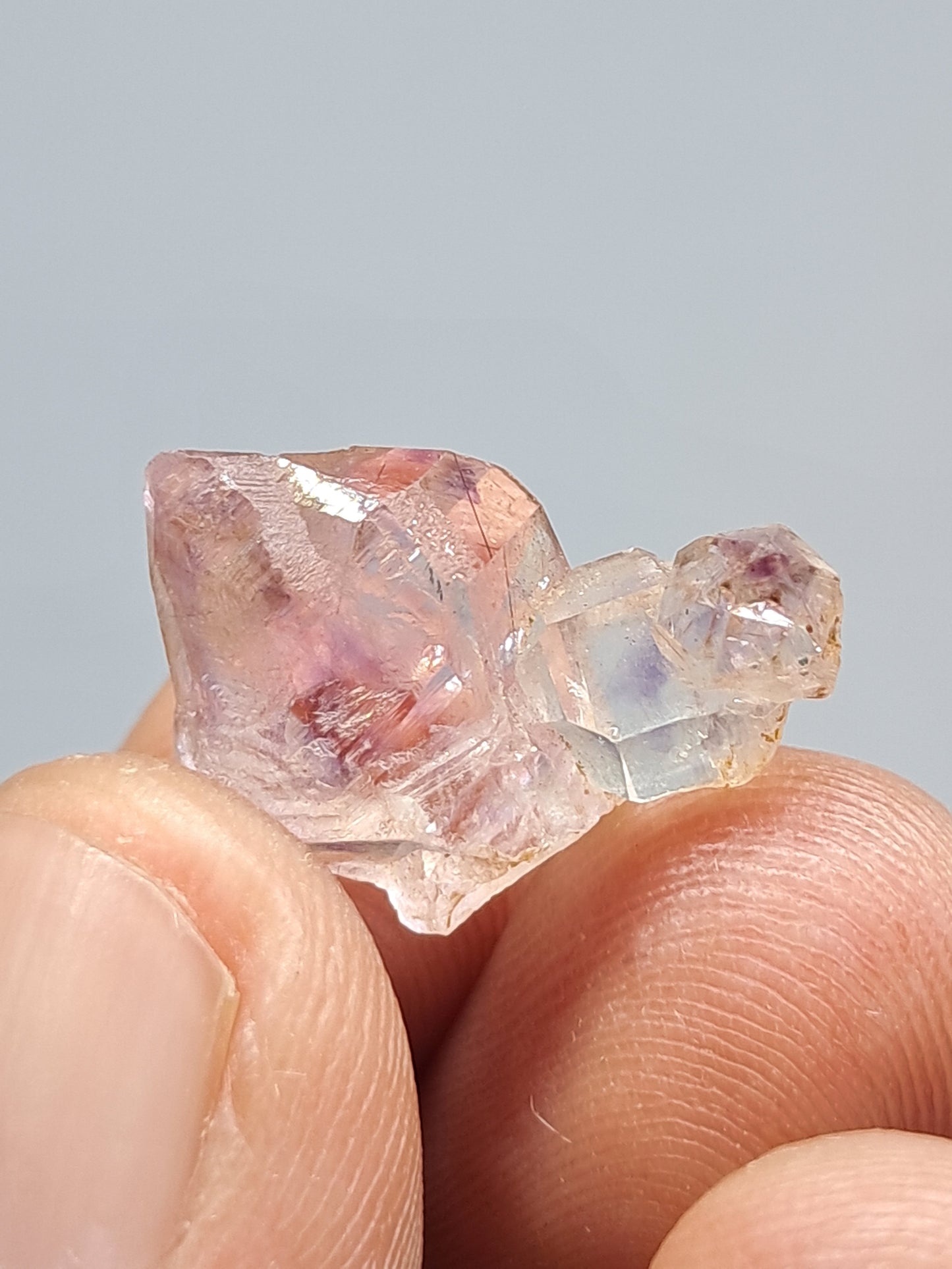 Cristal maclado de amatista cetro (Karur) | Cuarzo tipo Herkimer | Piedra natural | Ejemplar mineral n.° KA66