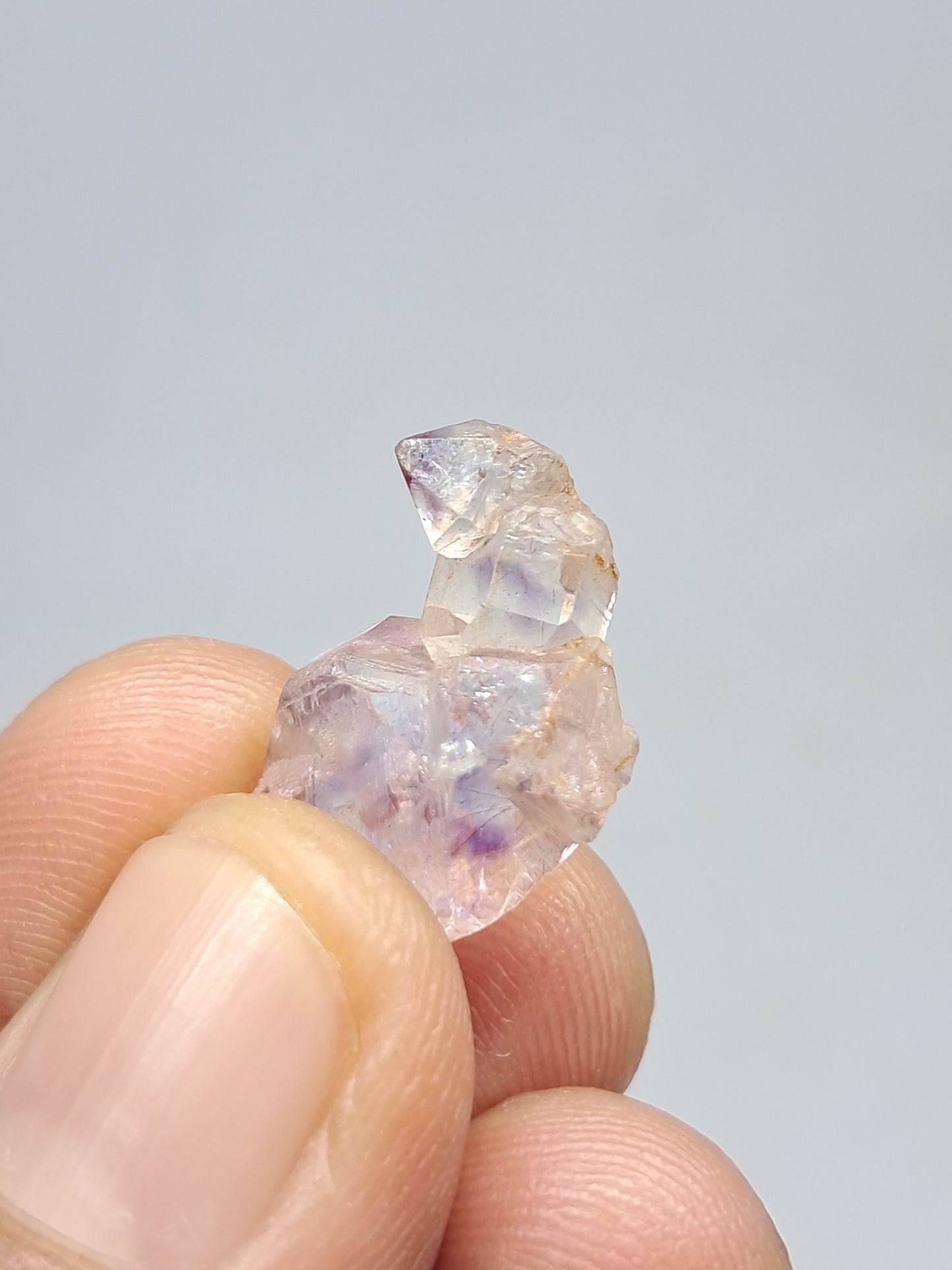 Cristal maclado de amatista cetro (Karur) | Cuarzo tipo Herkimer | Piedra natural | Ejemplar mineral n.° KA66