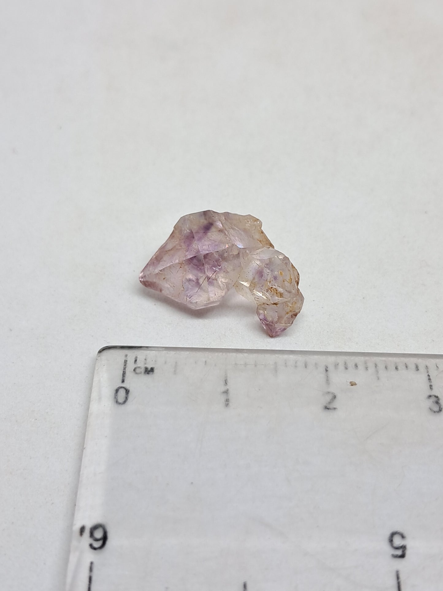 Cristal maclado de amatista cetro (Karur) | Cuarzo tipo Herkimer | Piedra natural | Ejemplar mineral n.° KA66