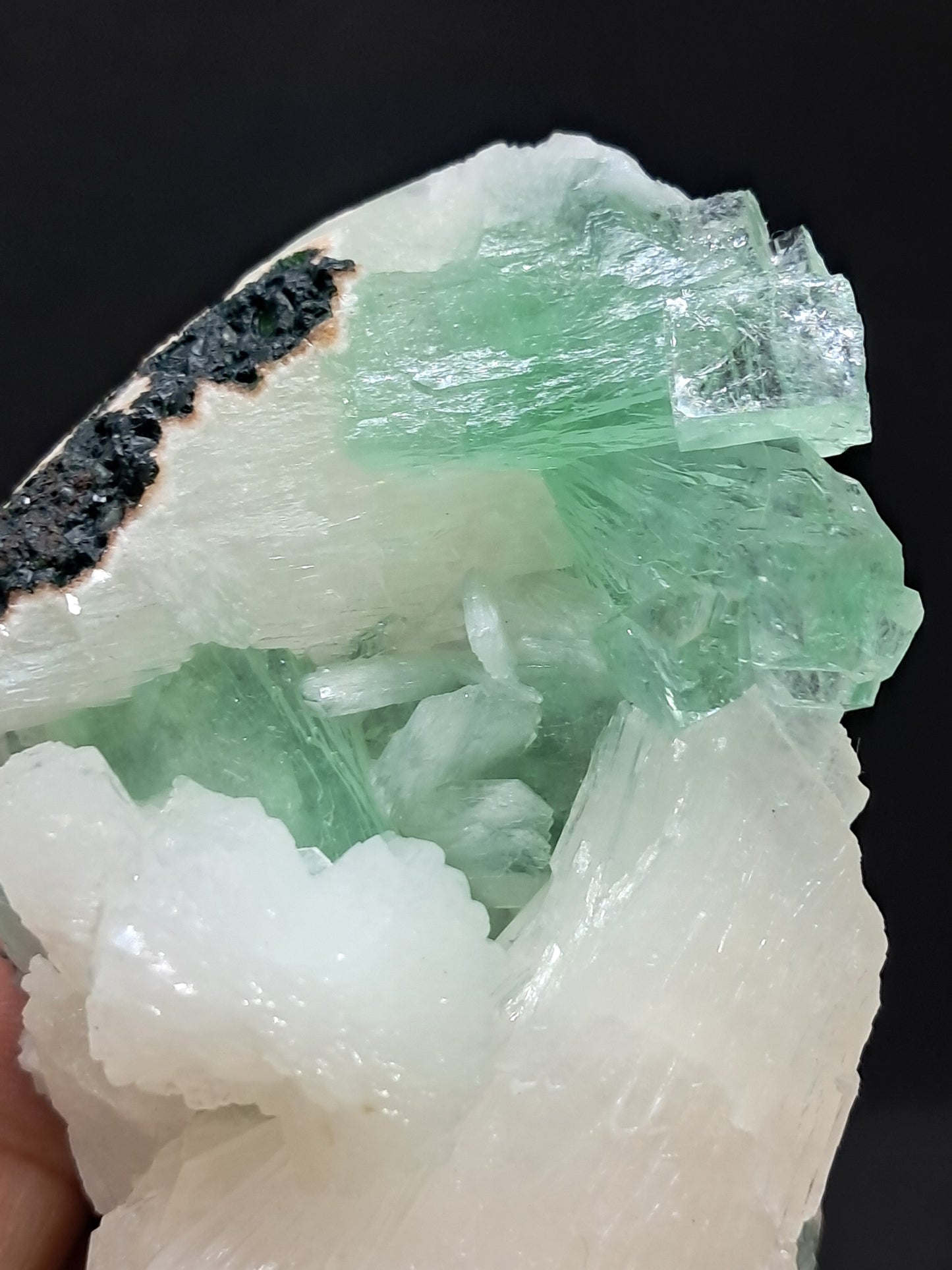 Green Apophyllite (Fluorapophyllite) with Stilbite #GA7