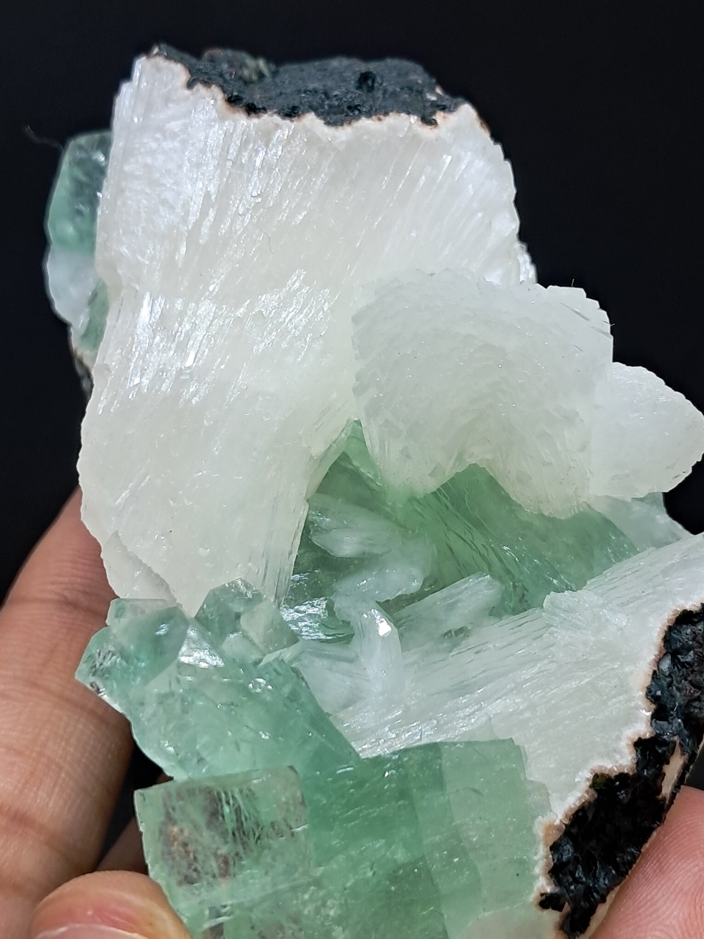 Green Apophyllite (Fluorapophyllite) with Stilbite #GA7