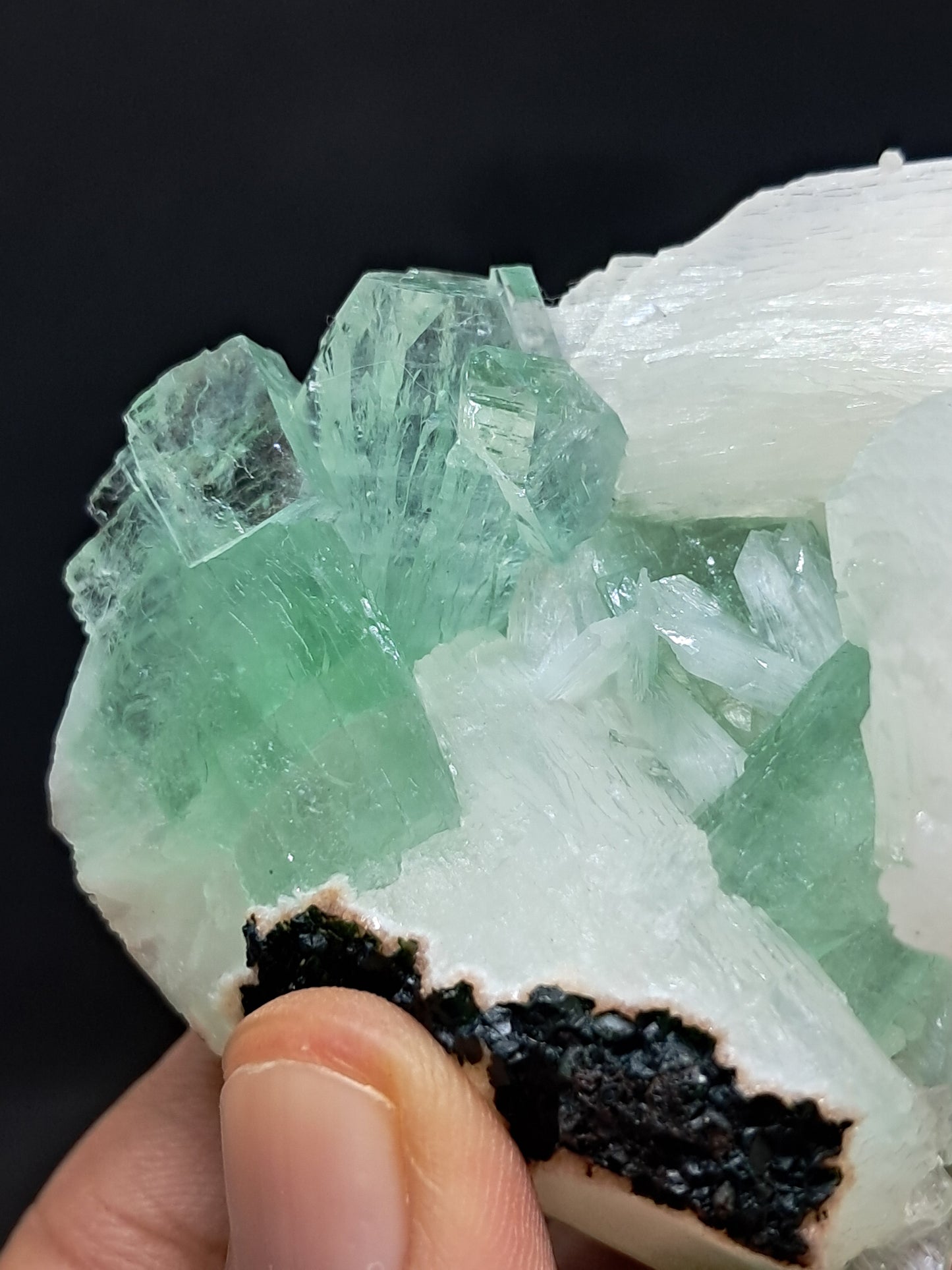 Green Apophyllite (Fluorapophyllite) with Stilbite #GA7