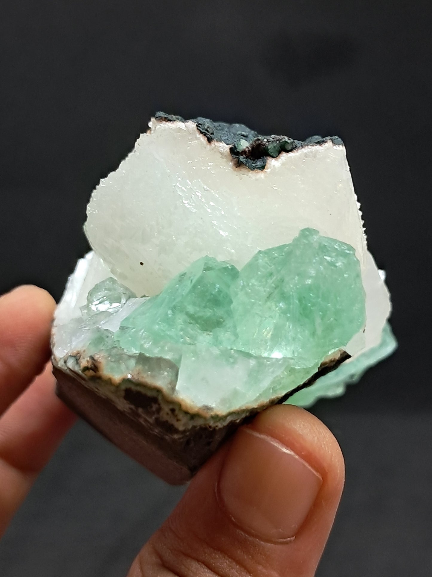 Green Apophyllite (Fluorapophyllite) with Stilbite #GA7