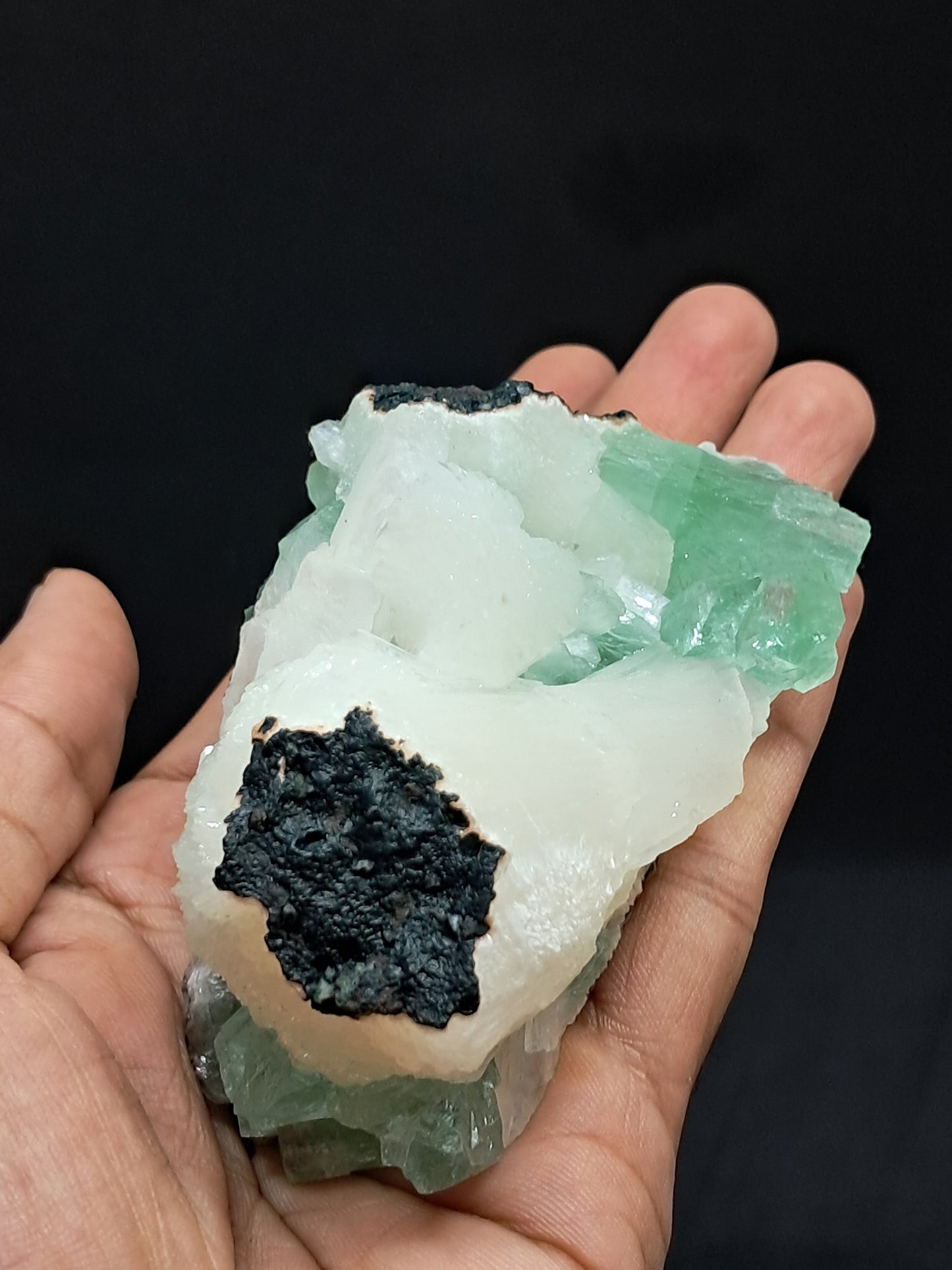 Green Apophyllite (Fluorapophyllite) with Stilbite #GA7