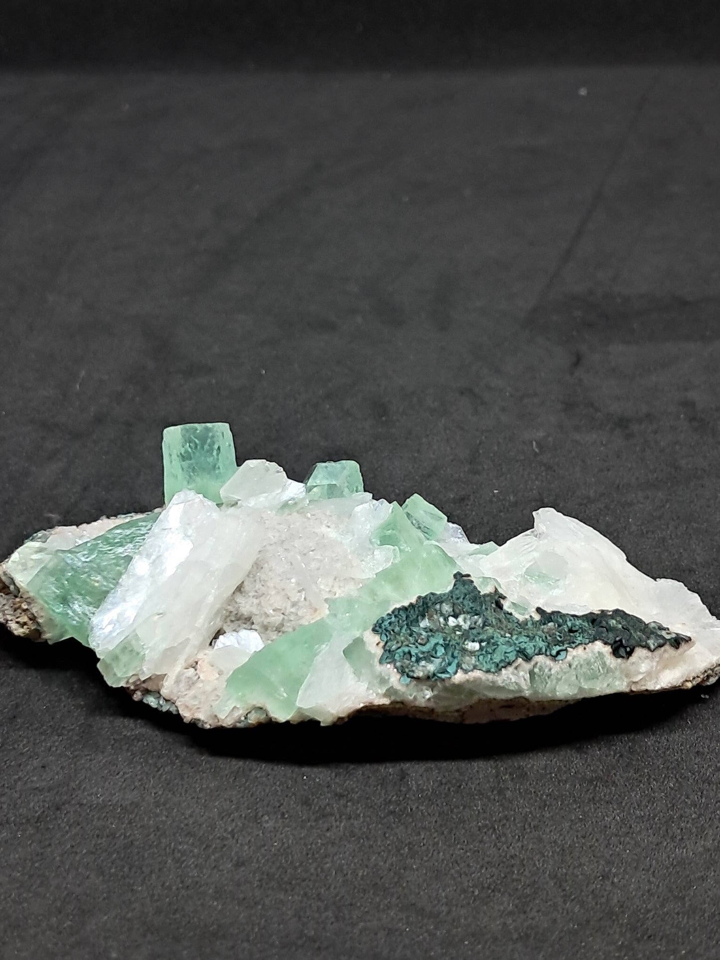 Green Apophyllite (Fluorapophyllite) w/ Stilbite (Aurangabad) Natural Crystal | Mineral Specimen #GA8