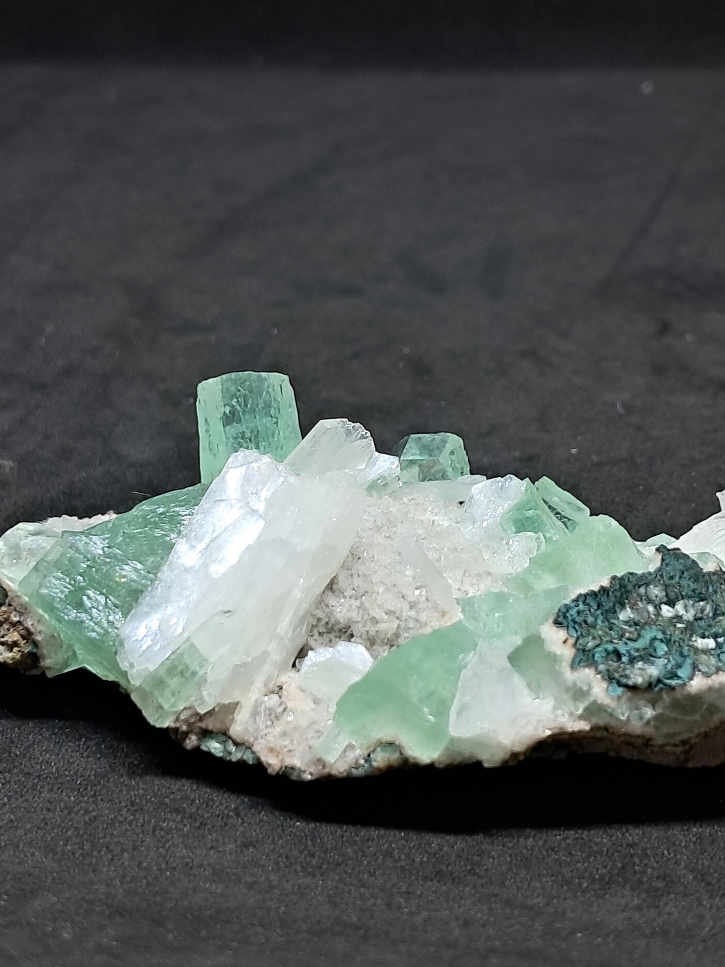 Green Apophyllite (Fluorapophyllite) w/ Stilbite (Aurangabad) Natural Crystal | Mineral Specimen #GA8