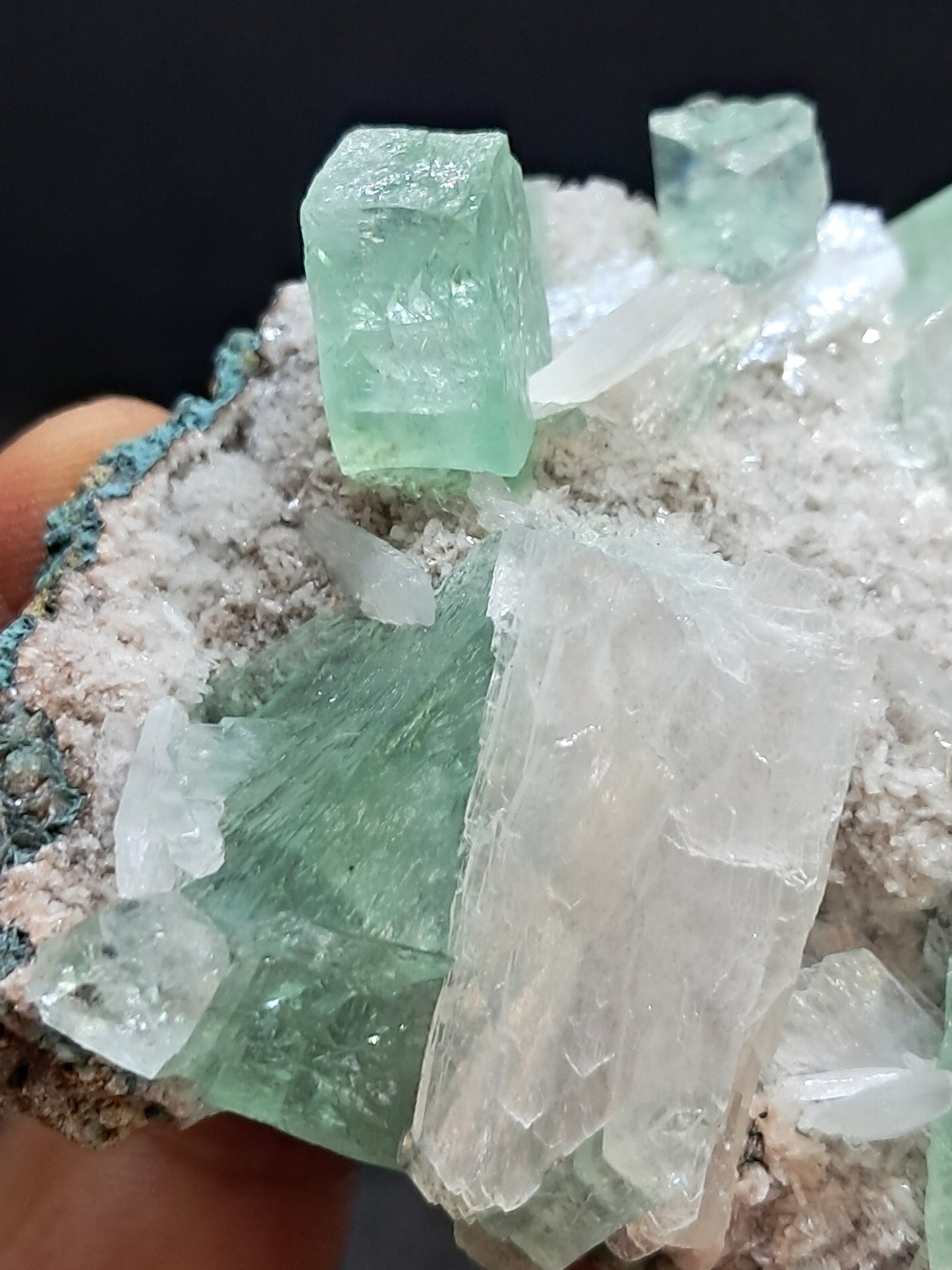 Green Apophyllite (Fluorapophyllite) w/ Stilbite (Aurangabad) Natural Crystal | Mineral Specimen #GA8