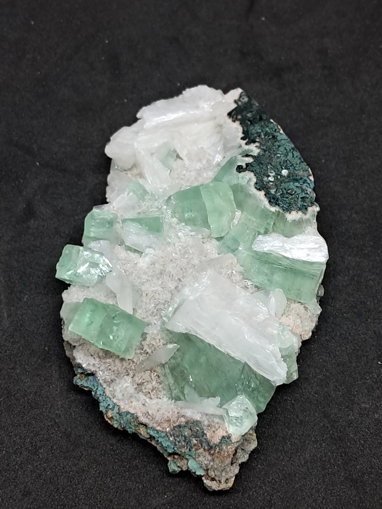 Green Apophyllite (Fluorapophyllite) w/ Stilbite (Aurangabad) Natural Crystal | Mineral Specimen #GA8
