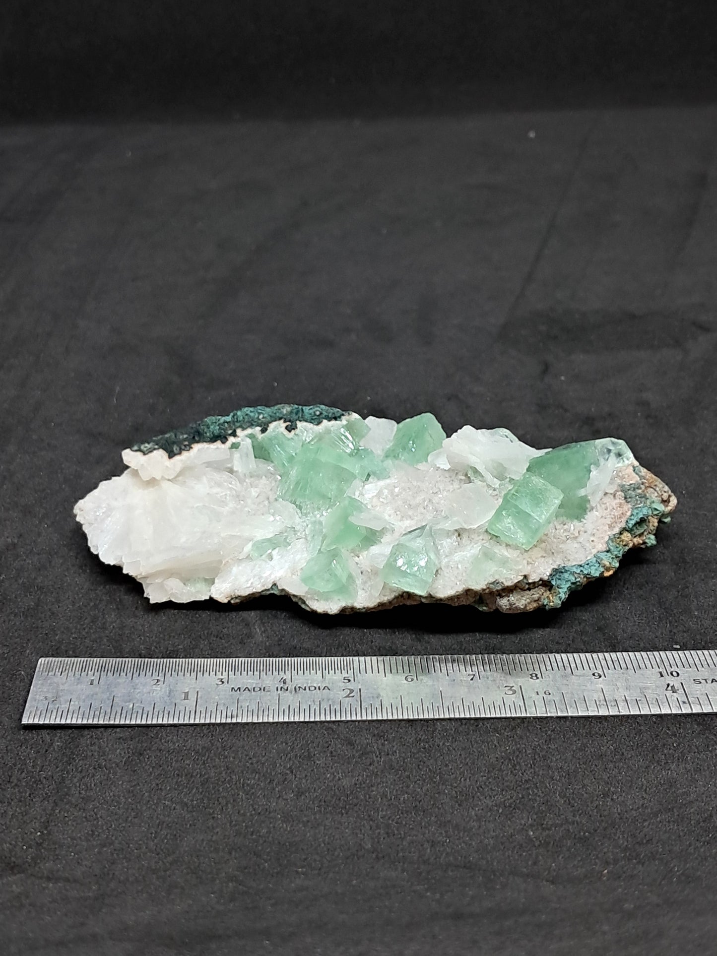 Green Apophyllite (Fluorapophyllite) w/ Stilbite (Aurangabad) Natural Crystal | Mineral Specimen #GA8