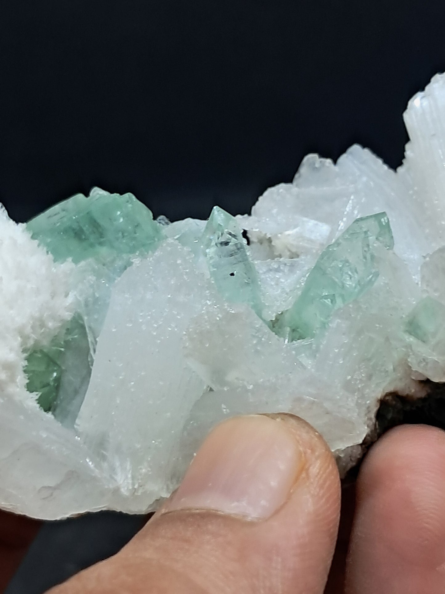 Green Apophyllite (Fluorapophyllite) with Stilbite, Mordenite and UV-reactive Calcites #GA6