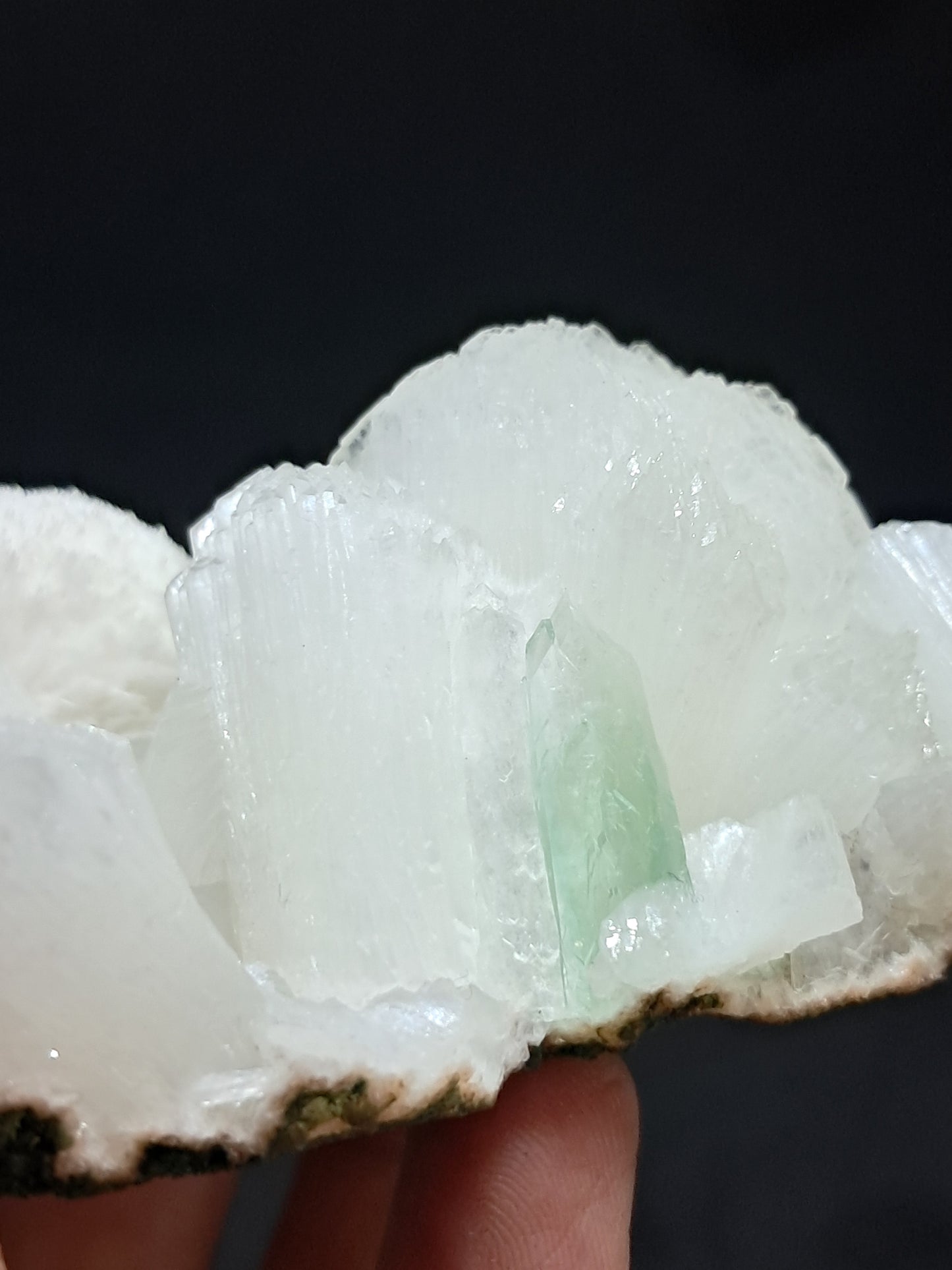 Green Apophyllite (Fluorapophyllite) and Mordenite on Stilbite #GA14