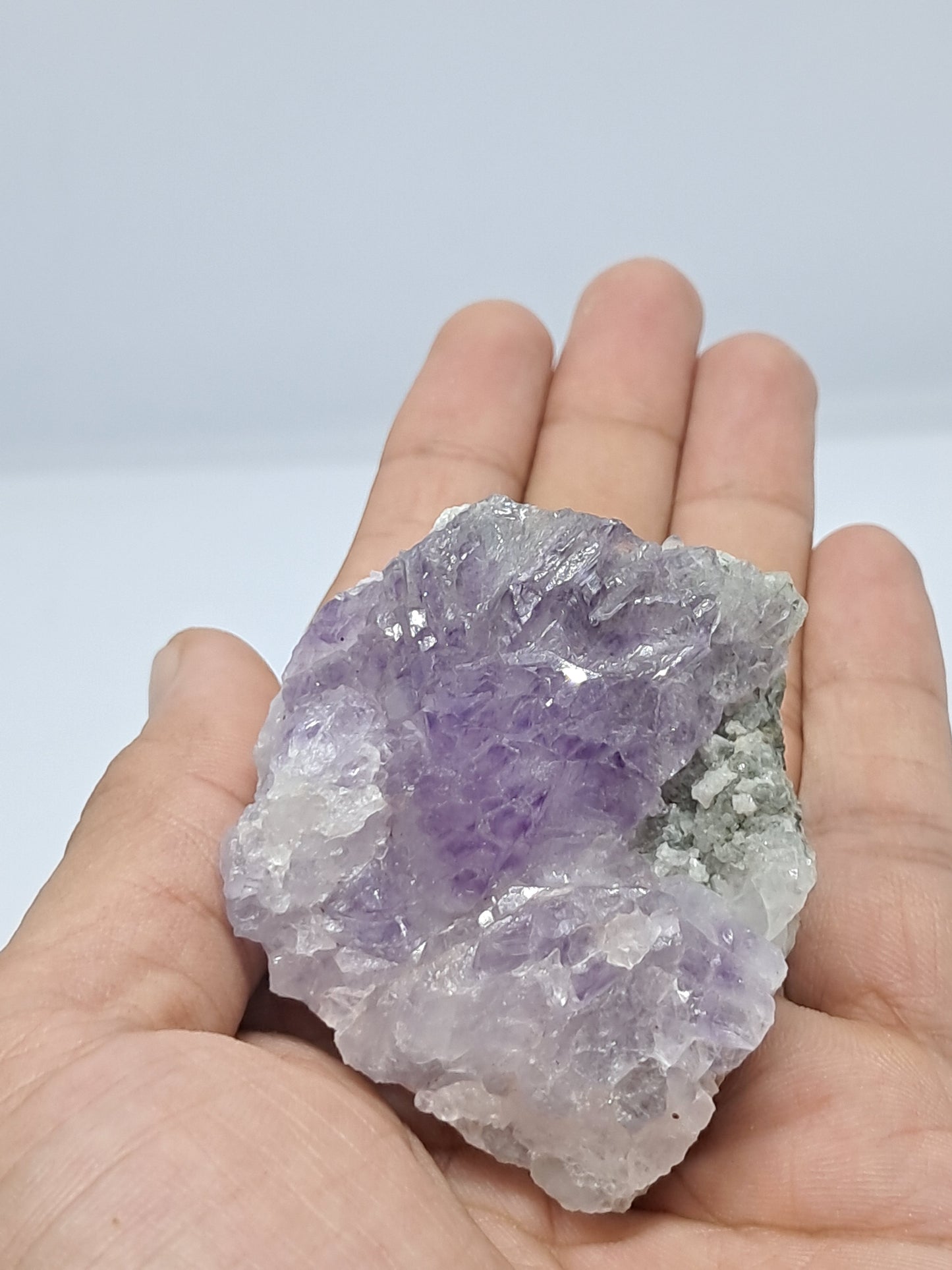 Amatista en racimo de cetro sobre matriz (Karur) Cristal de cuarzo lavanda | Piedra natural | Ejemplar mineral n.° KA74