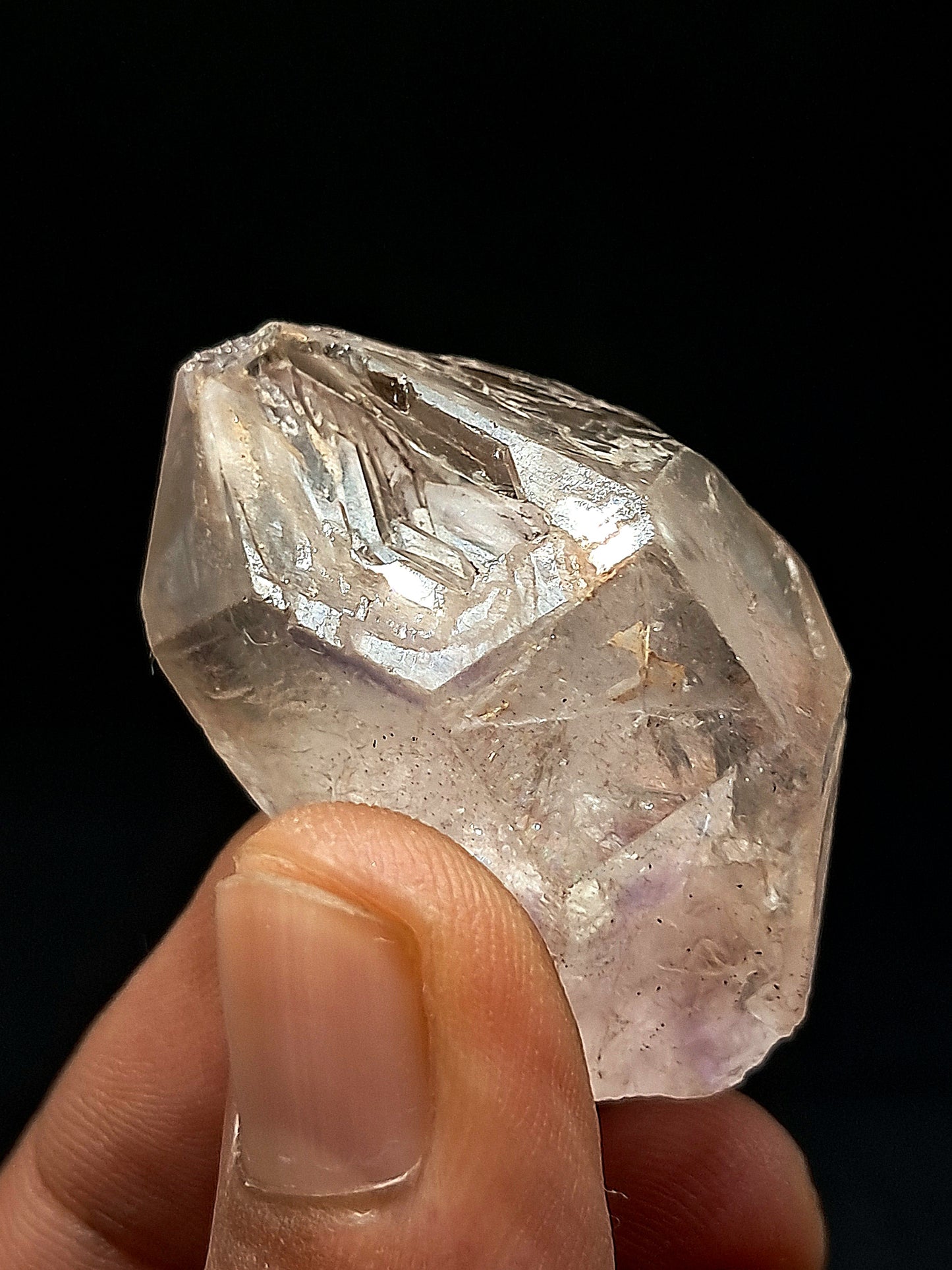 Biterminated Fenster (Window) Quartz w/ Amethyst (Karur) | Skeletal Crystal Point | Natural Stone | Mineral Specimen #KA105