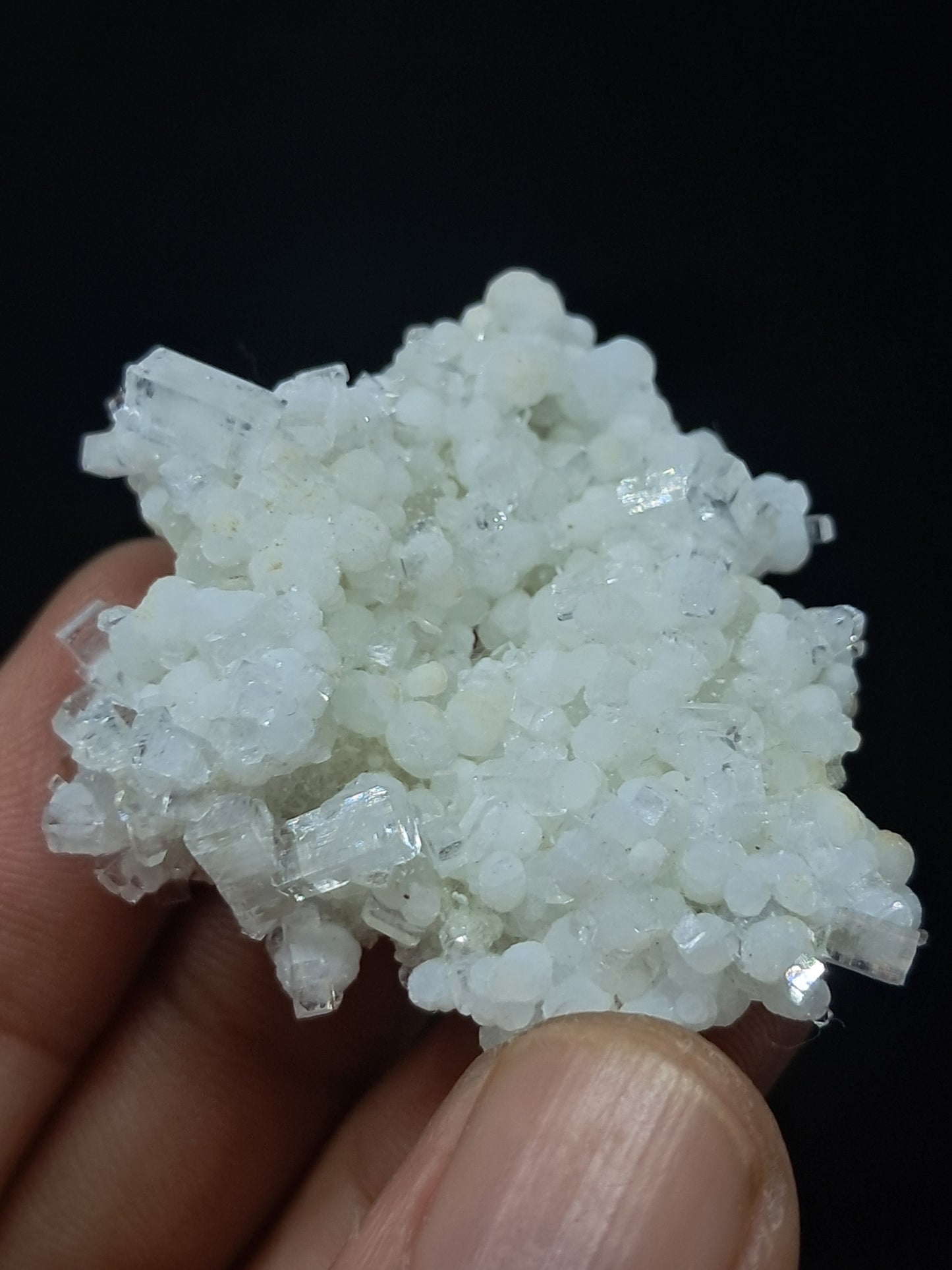 Ejemplar mineral de okenita con girolita y apofilita (Bombay) | Calidad de coleccionista | Cristal natural n.° OK32