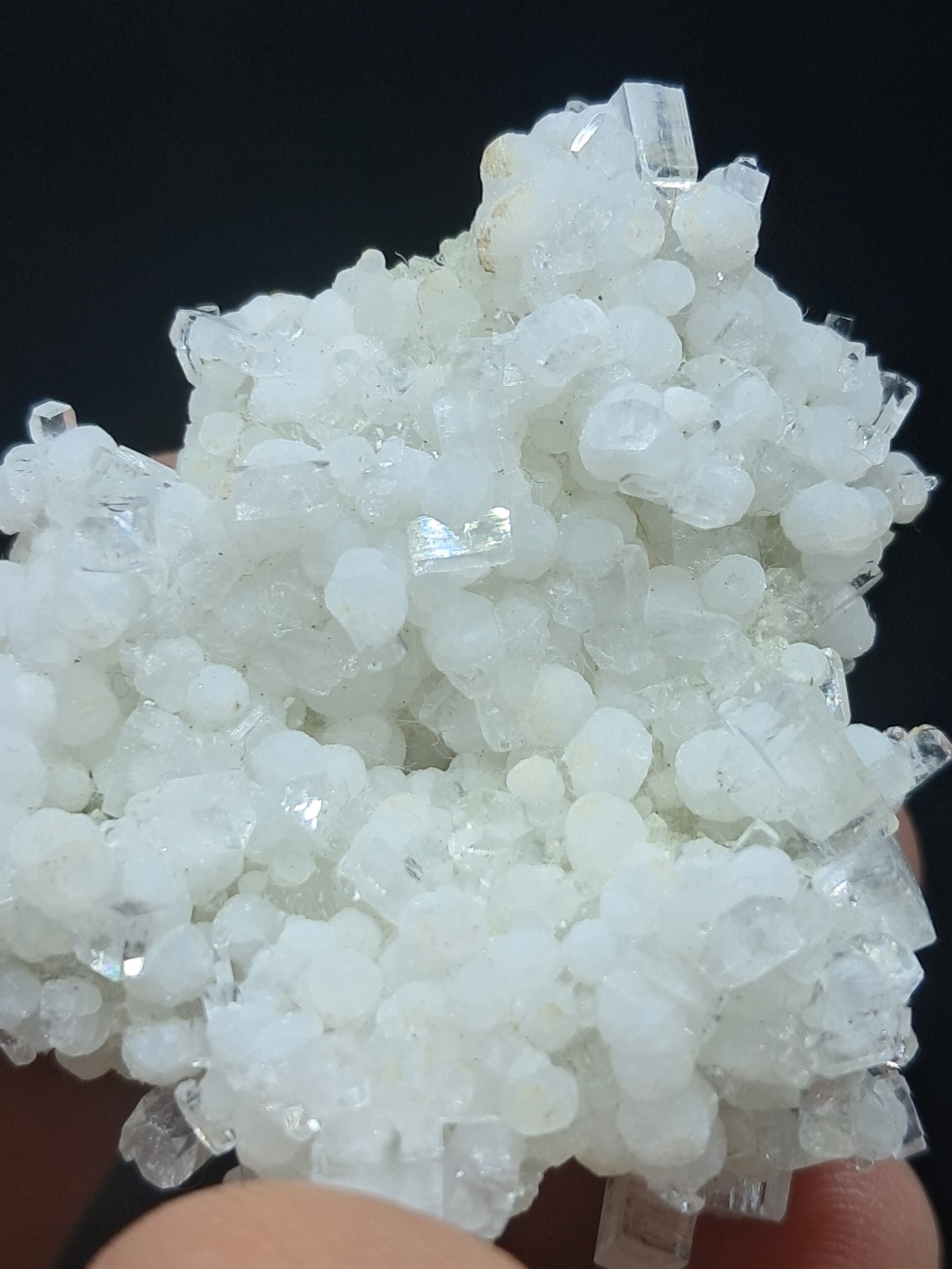 Ejemplar mineral de okenita con girolita y apofilita (Bombay) | Calidad de coleccionista | Cristal natural n.° OK32