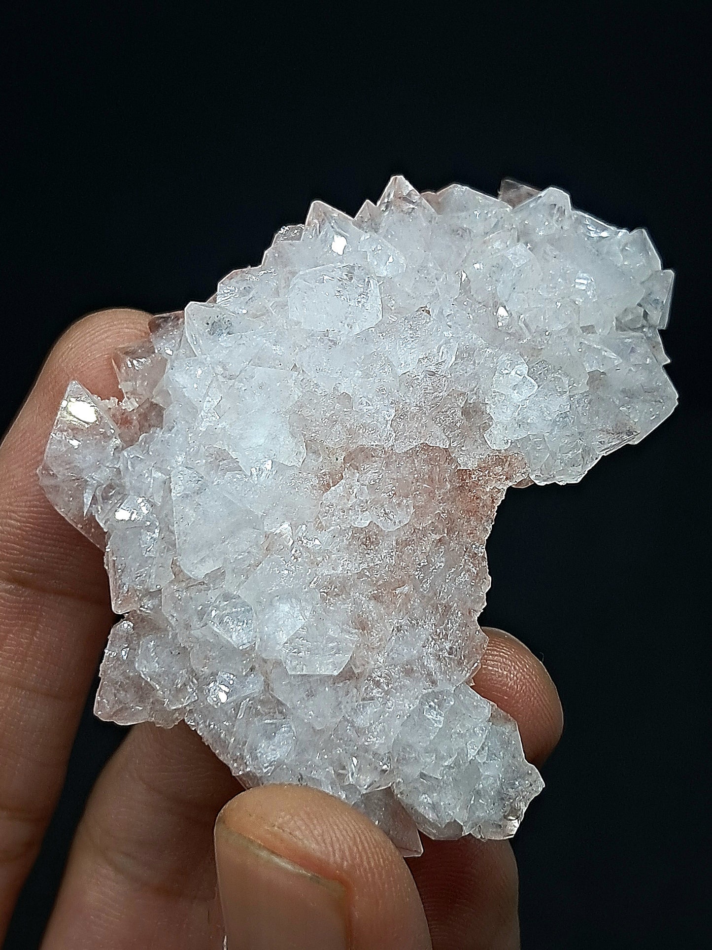 Octahedral Clear Apophyllite w/ Pink Drussy Apophyllite Floater Cluster (Ajanta) | Natural Crystal | Mineral Specimen #AP32
