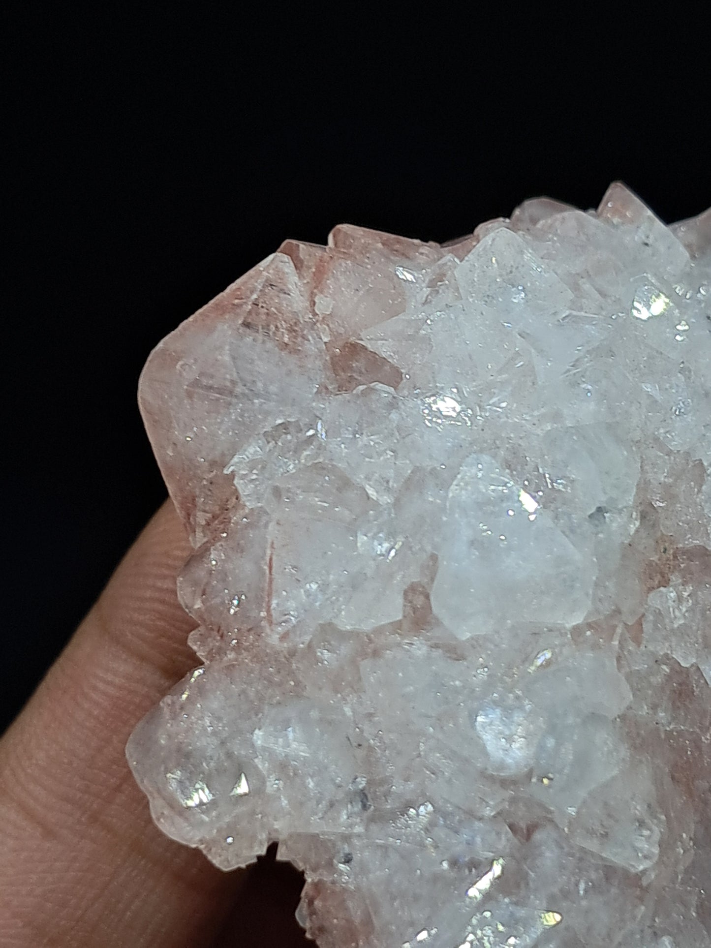 Octahedral Clear Apophyllite w/ Pink Drussy Apophyllite Floater Cluster (Ajanta) | Natural Crystal | Mineral Specimen #AP32