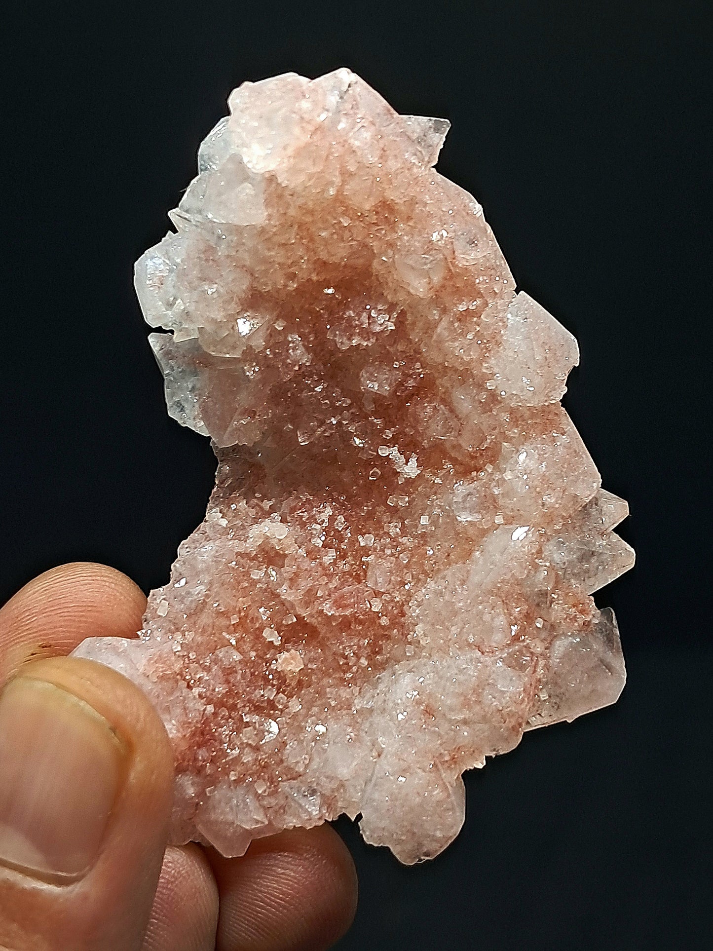 Octahedral Clear Apophyllite w/ Pink Drussy Apophyllite Floater Cluster (Ajanta) | Natural Crystal | Mineral Specimen #AP32