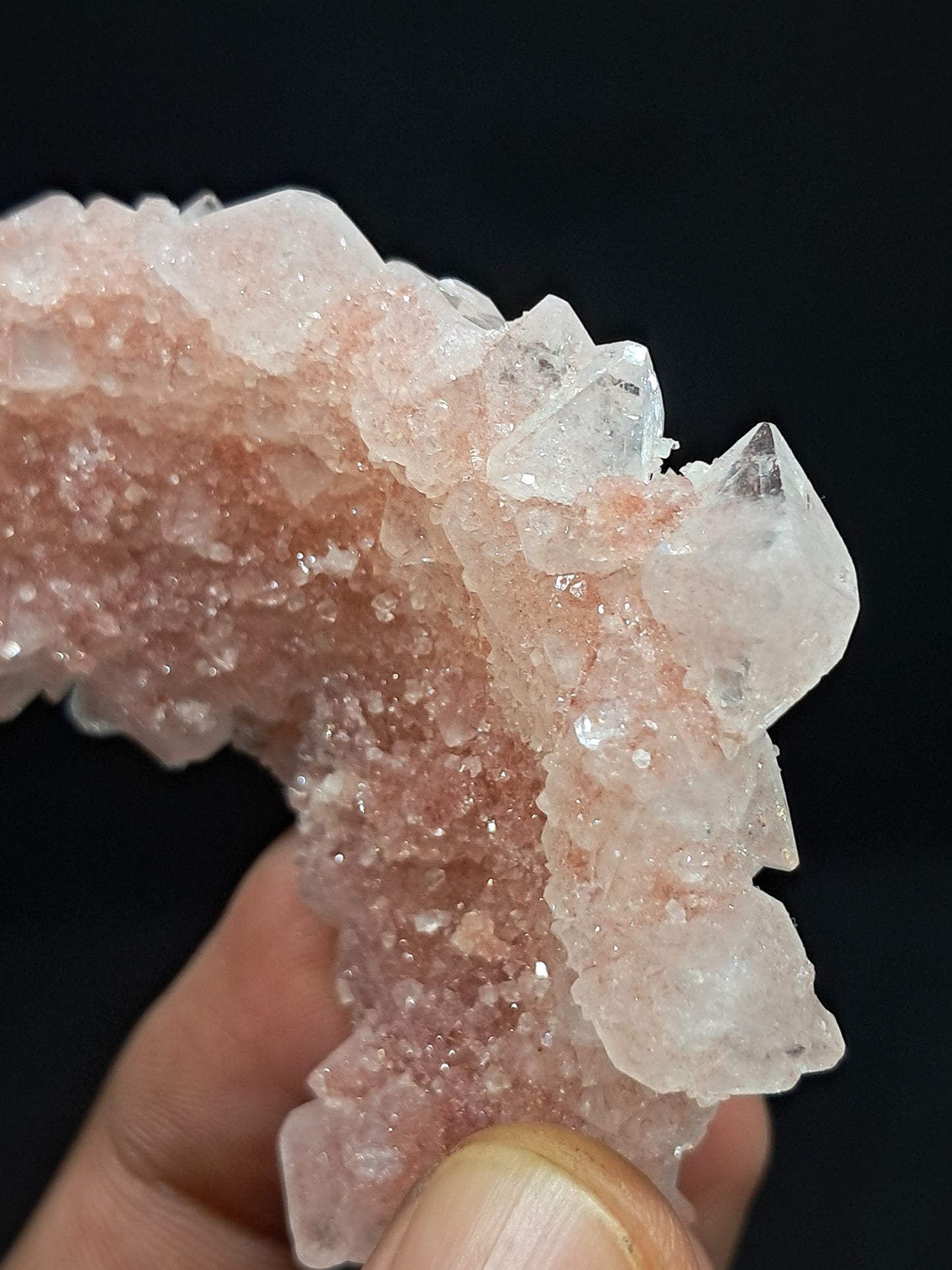 Octahedral Clear Apophyllite w/ Pink Drussy Apophyllite Floater Cluster (Ajanta) | Natural Crystal | Mineral Specimen #AP32