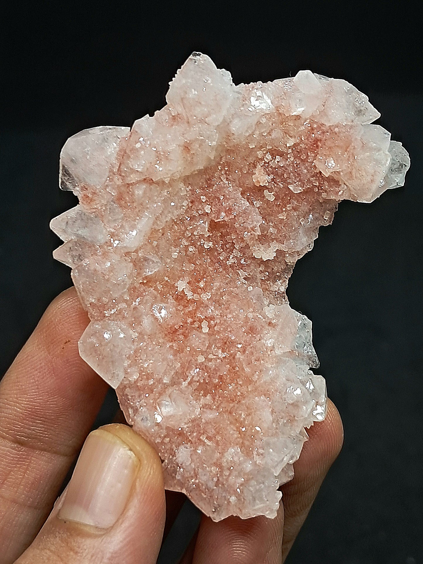 Octahedral Clear Apophyllite w/ Pink Drussy Apophyllite Floater Cluster (Ajanta) | Natural Crystal | Mineral Specimen #AP32