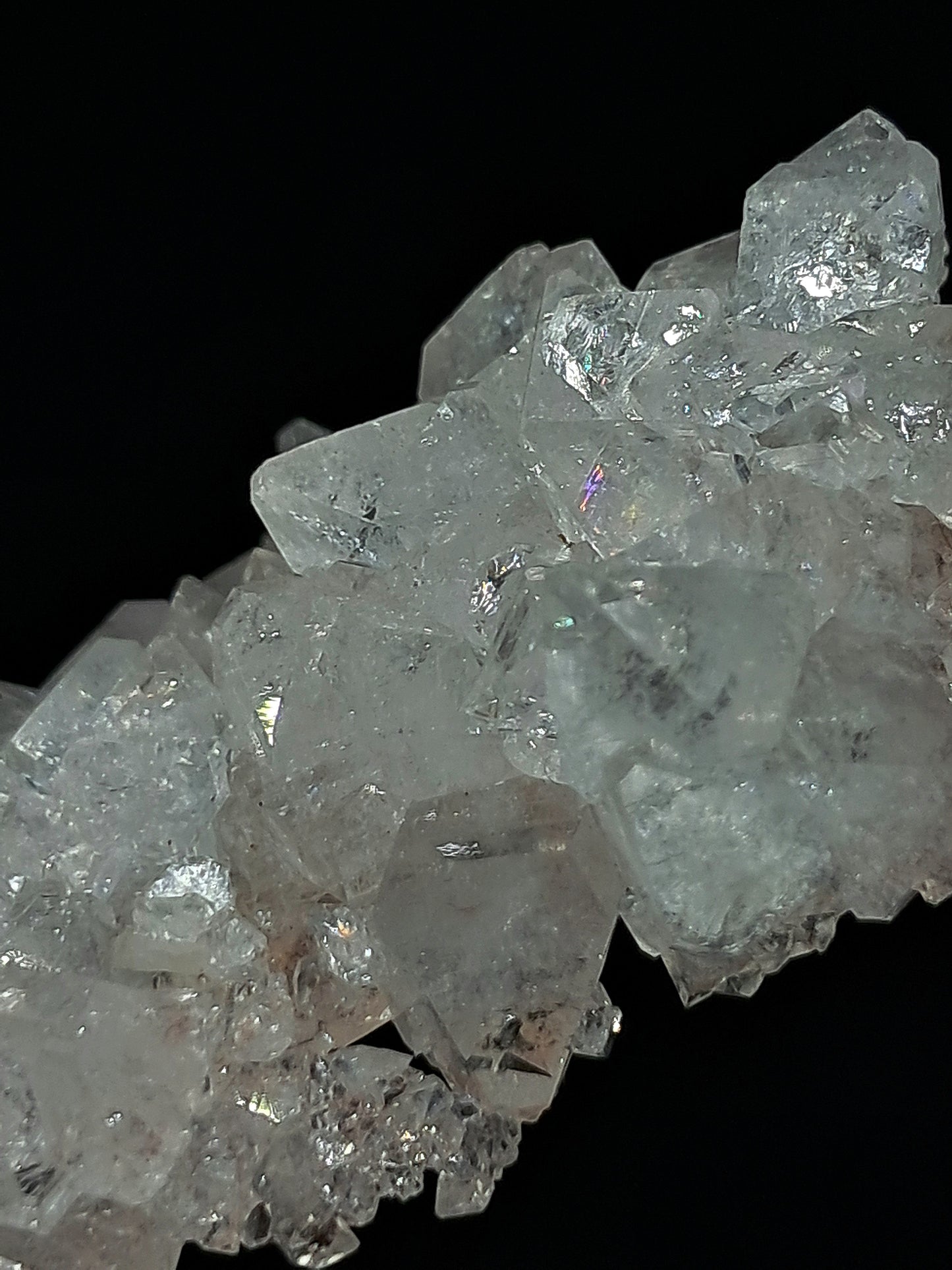 Octahedral Apophyllite Floater Cluster w/ Hematite (Ajanta) Natural Crystal | Mineral Specimen #AP33