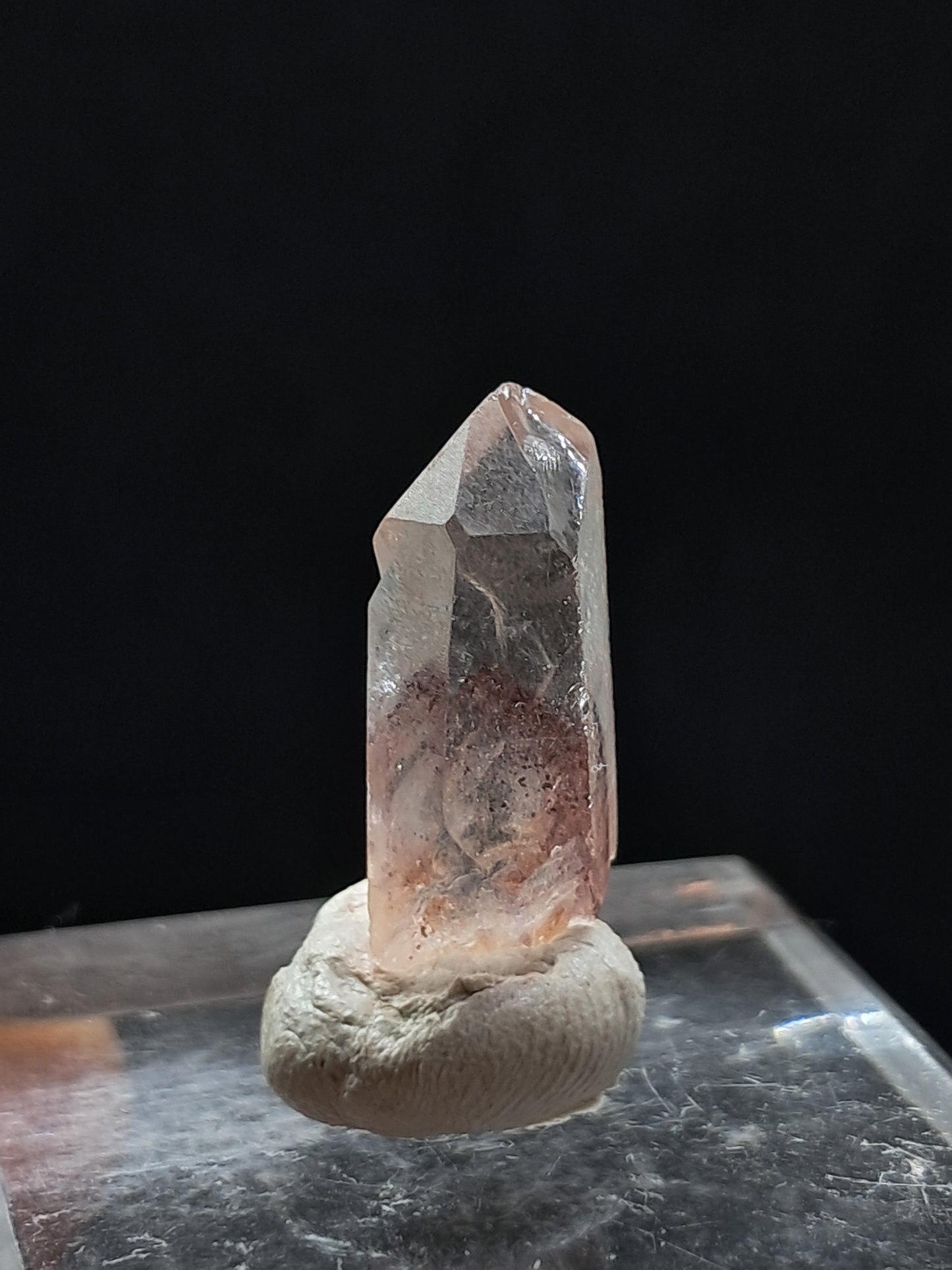 Cuarzo fantasma hematita (Telangana) Punta de cristal natural | Ejemplar mineral n.° HPQ22