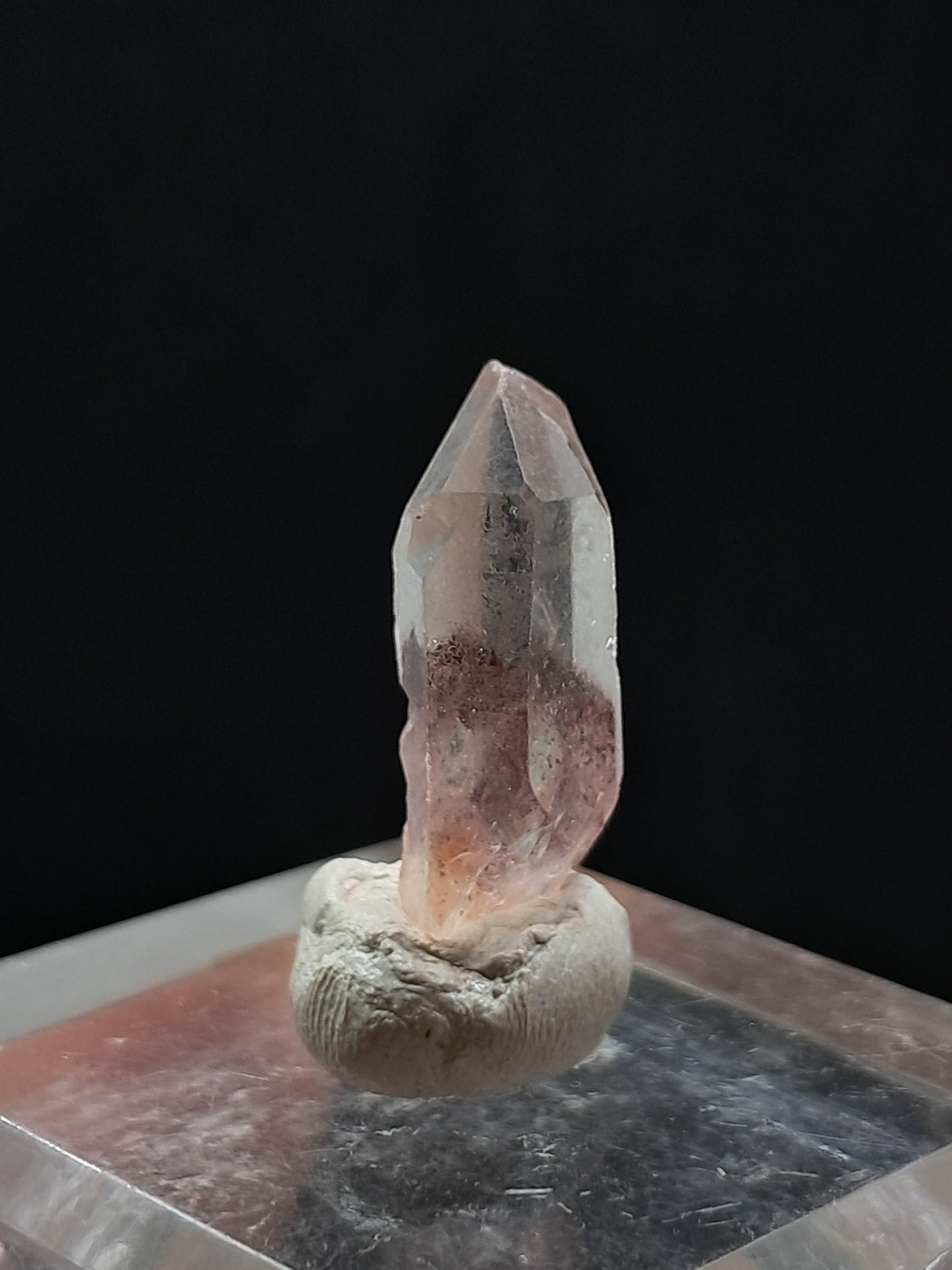 Cuarzo fantasma hematita (Telangana) Punta de cristal natural | Ejemplar mineral n.° HPQ22