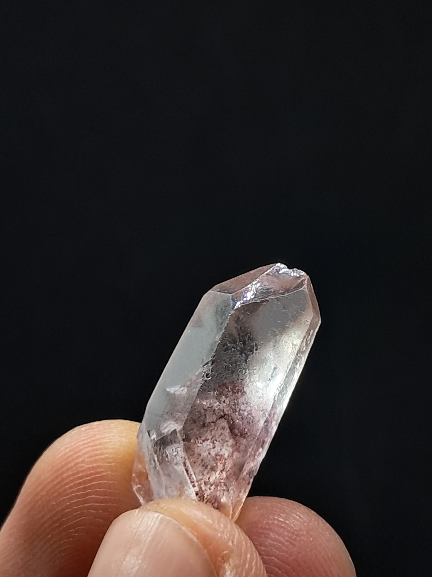 Cuarzo fantasma hematita (Telangana) Punta de cristal natural | Ejemplar mineral n.° HPQ22